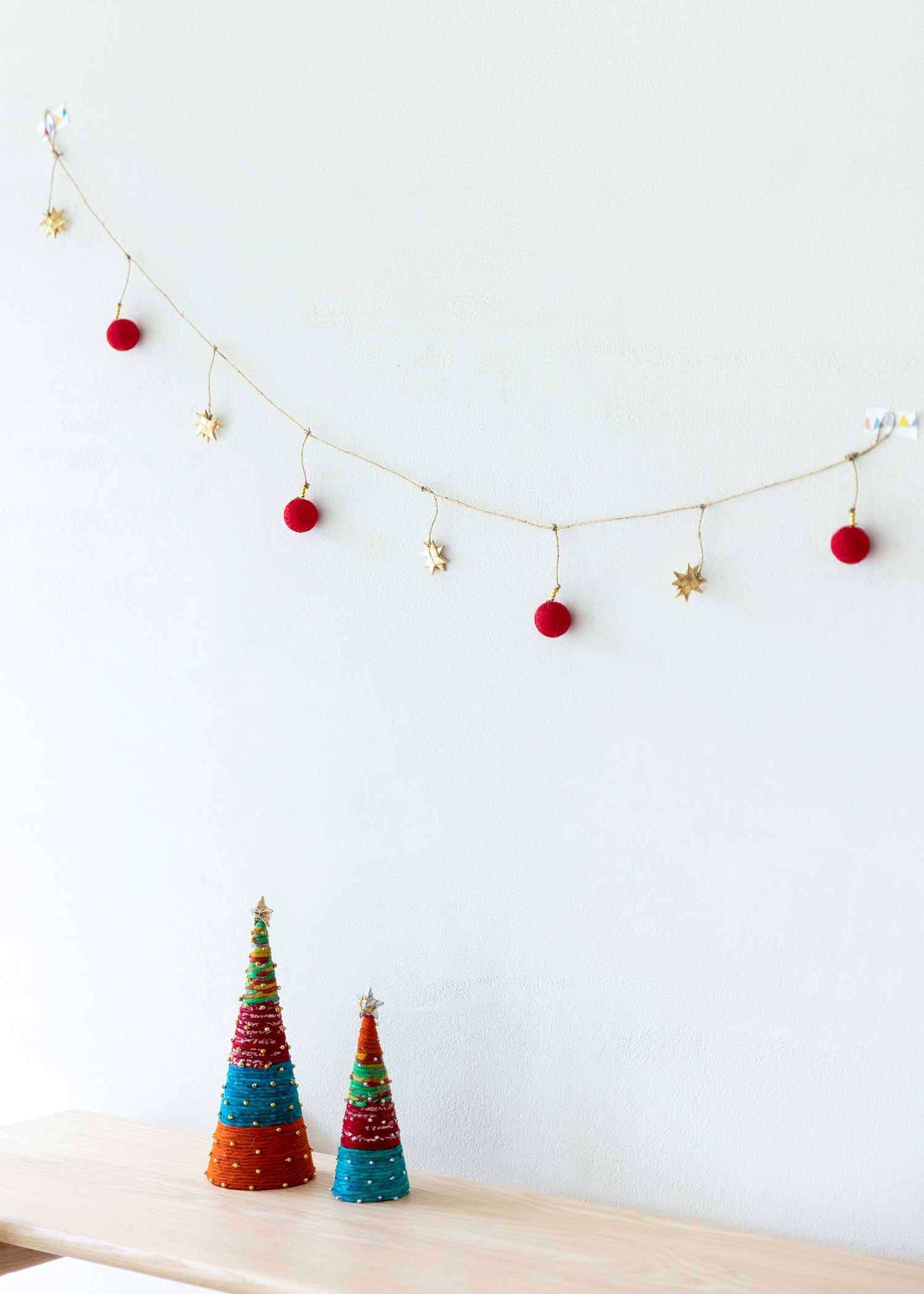 コットンボール&パームリーフガーランド