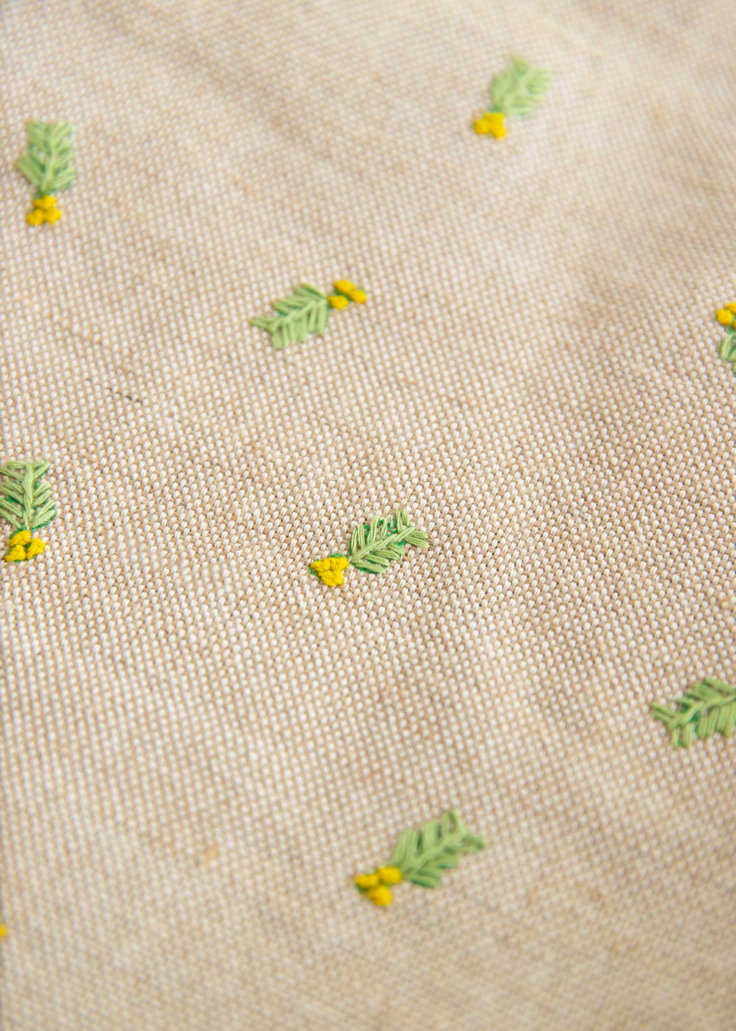 手刺繍バッグ ミモザ