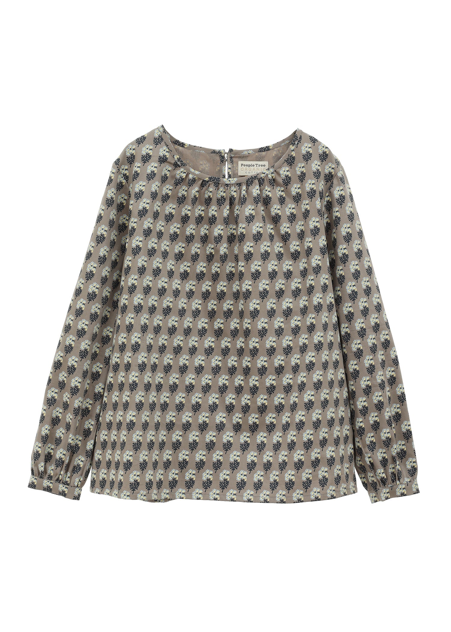 V&A オーガニックコットンサテンギャザープルオーバー エスター柄