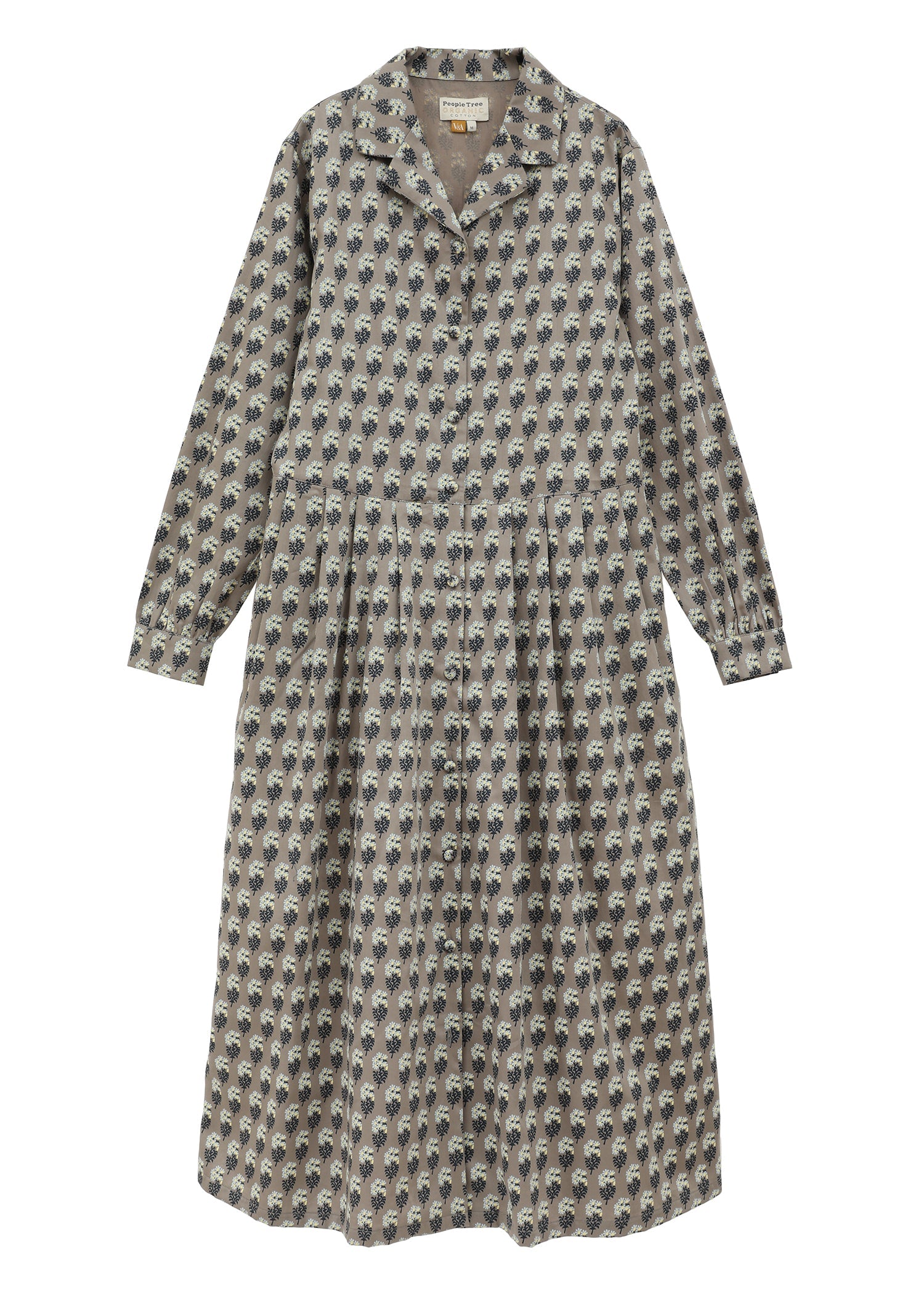 V&A オーガニックコットンサテンシャツワンピース エスター柄