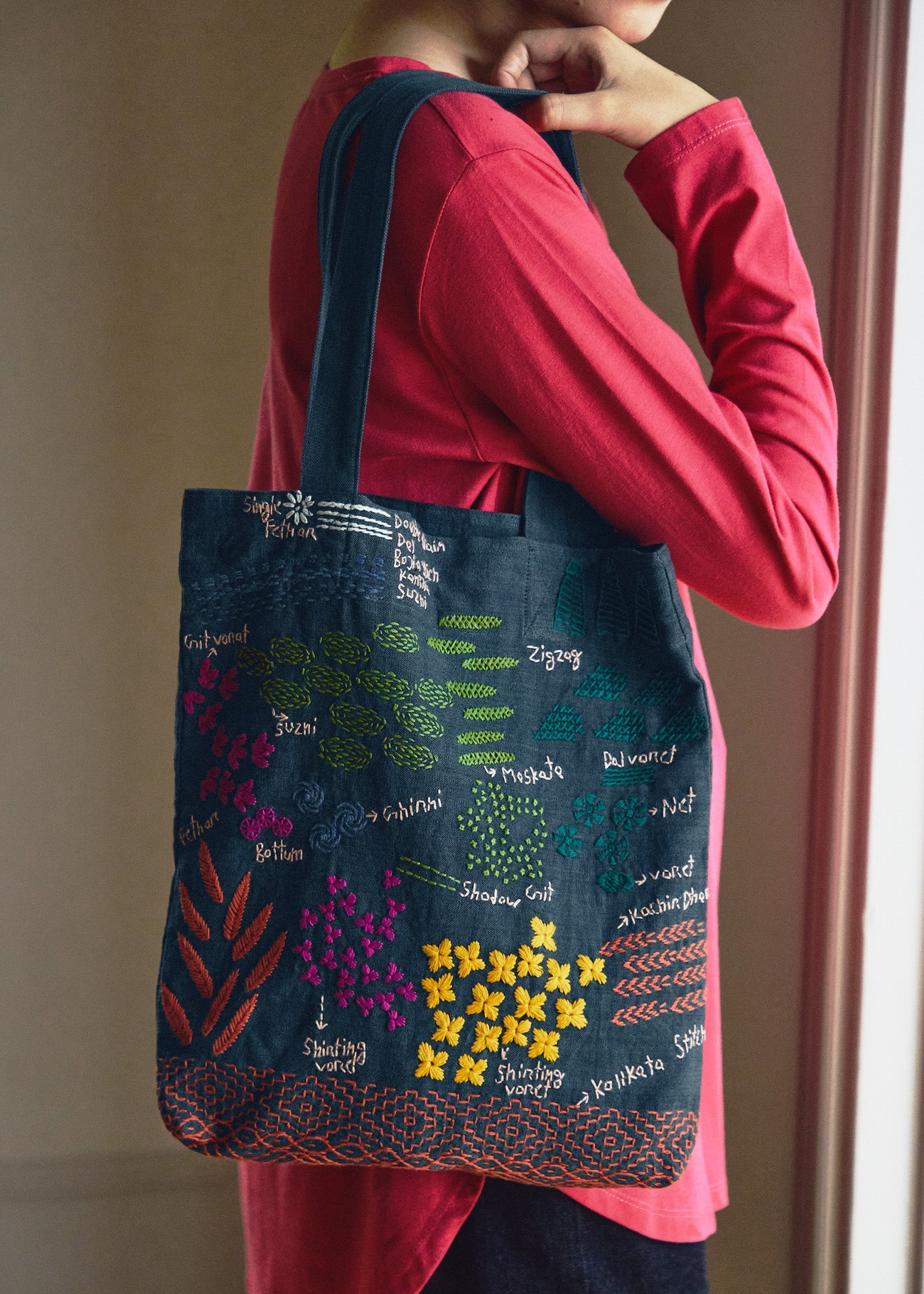 手刺繍トートバッグ 