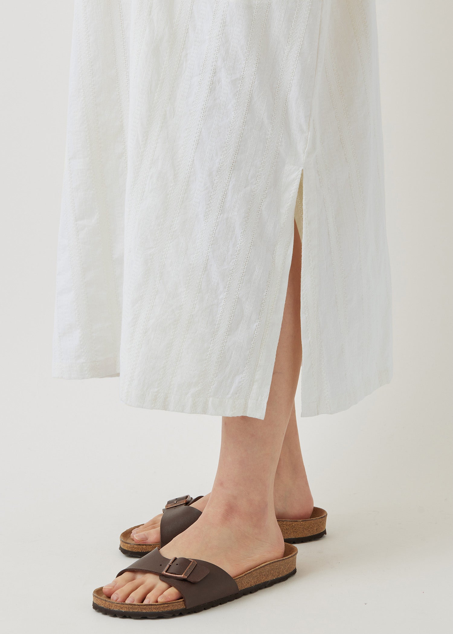 手織りオーガニックコットンドビーフロントワンピース