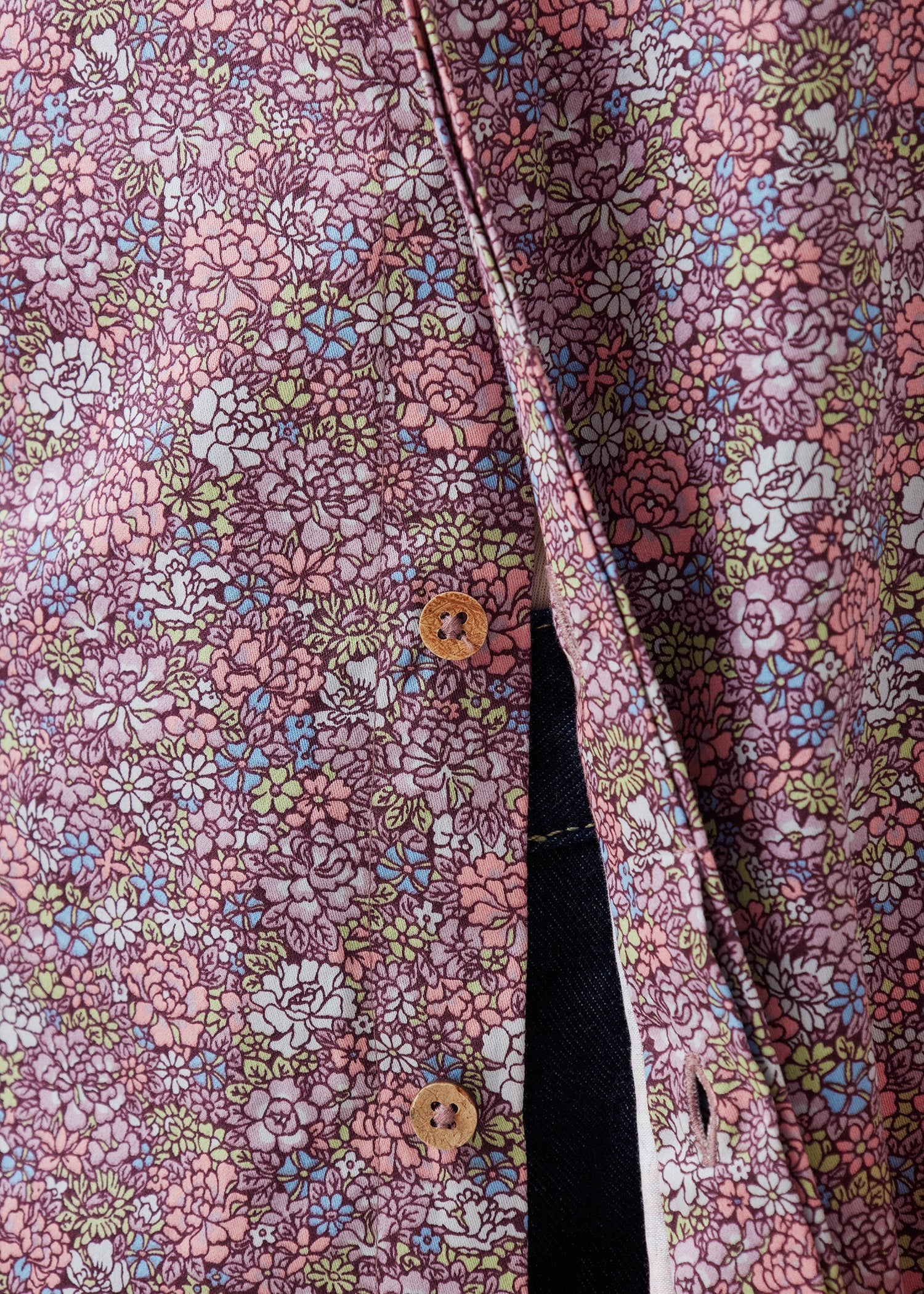 V&A オーガニックコットンサテンシャツ フローラリア柄