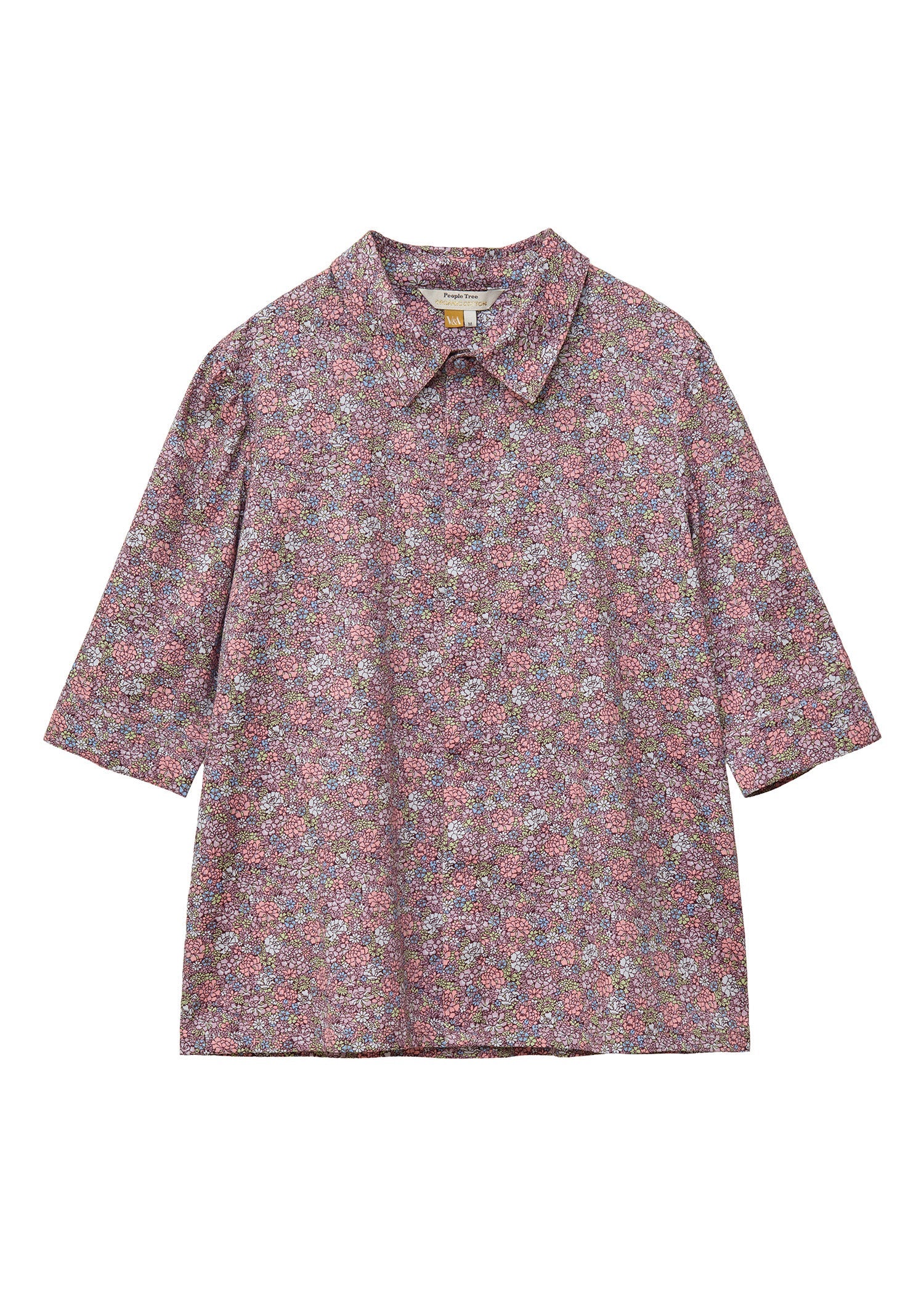 V&A オーガニックコットンサテンシャツ フローラリア柄