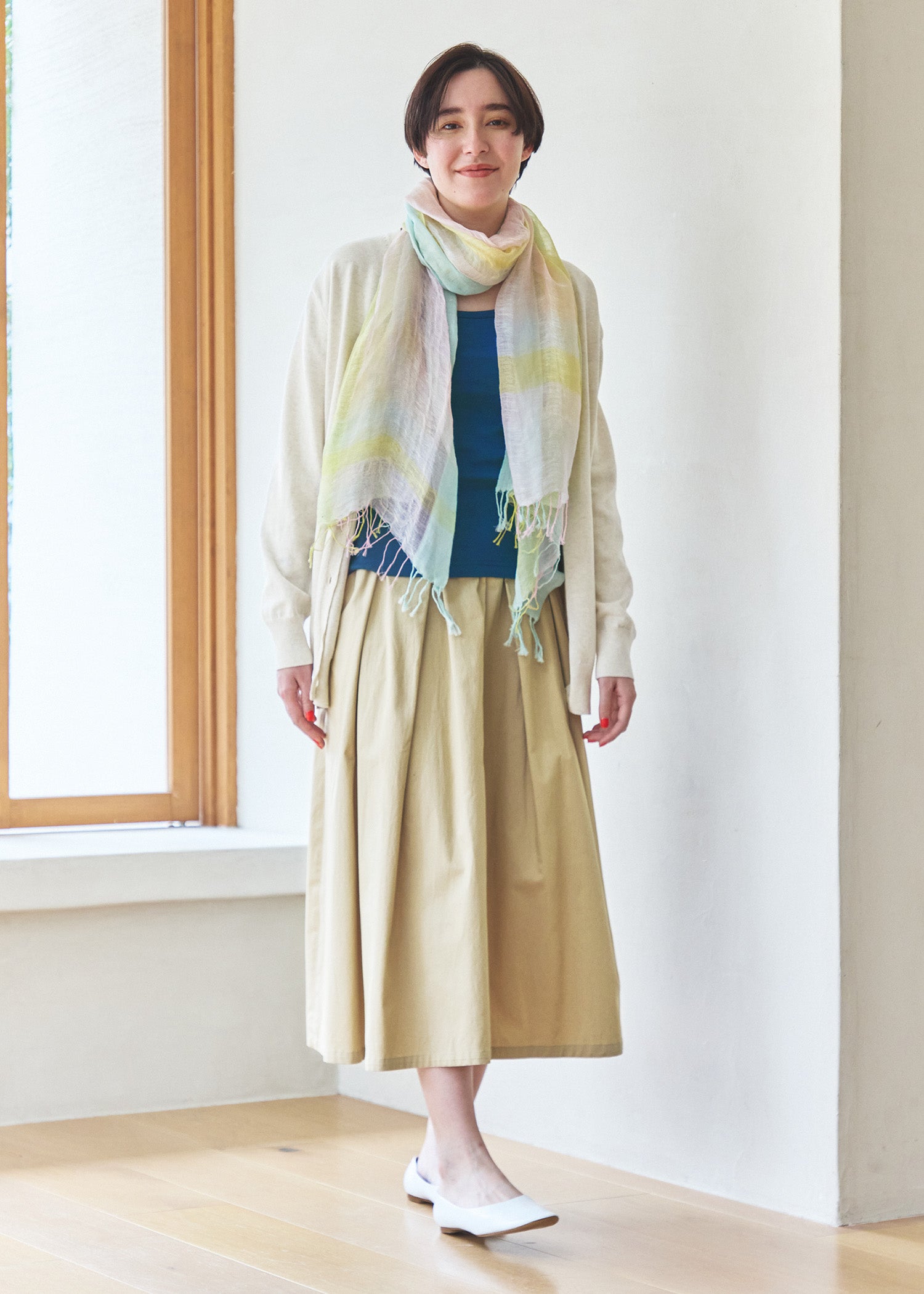 オーガニックコットンツイル タックスカート