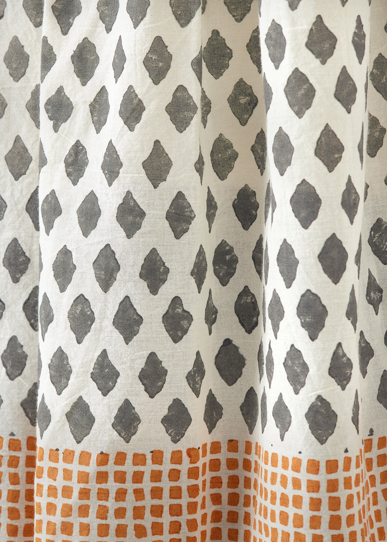 コットンブロックプリントジオメトリックブラウス