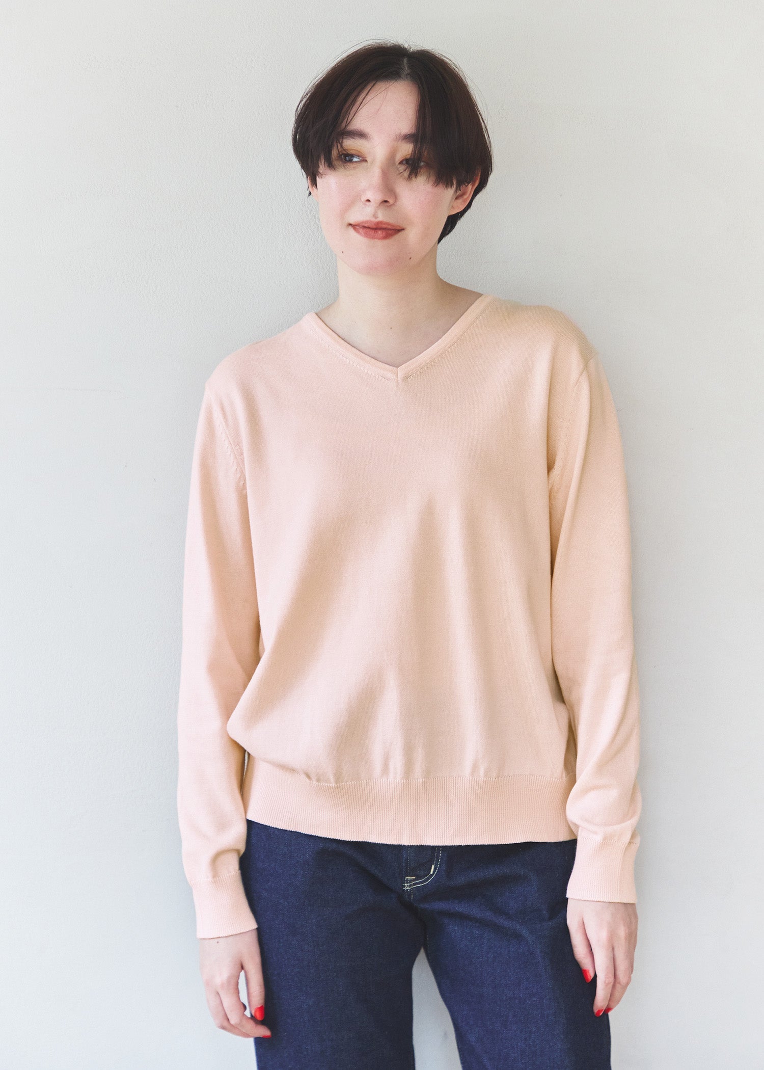 オーガニックコットンニット Vネックセーター