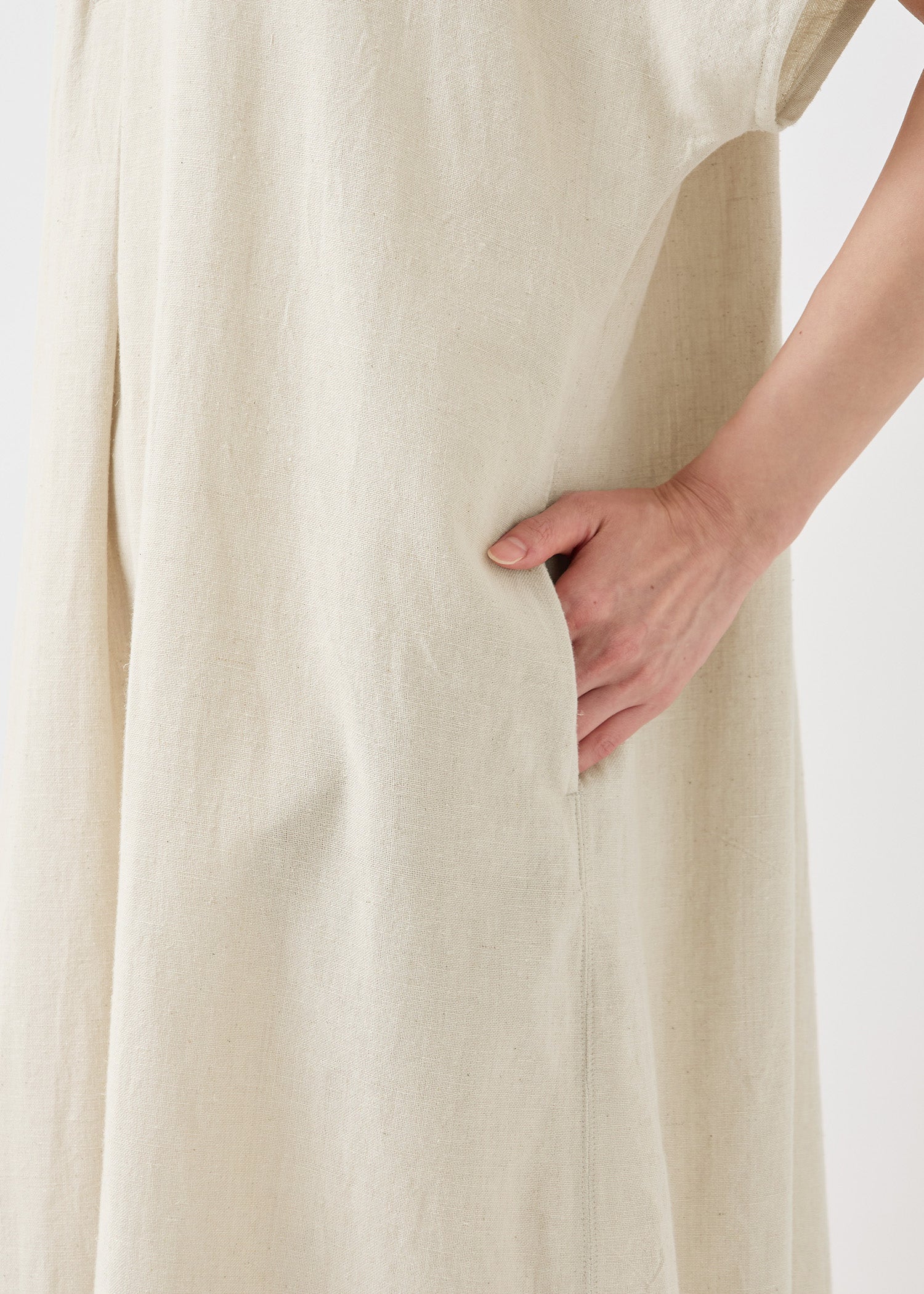 手織りコットンヘンプスキッパーワンピース