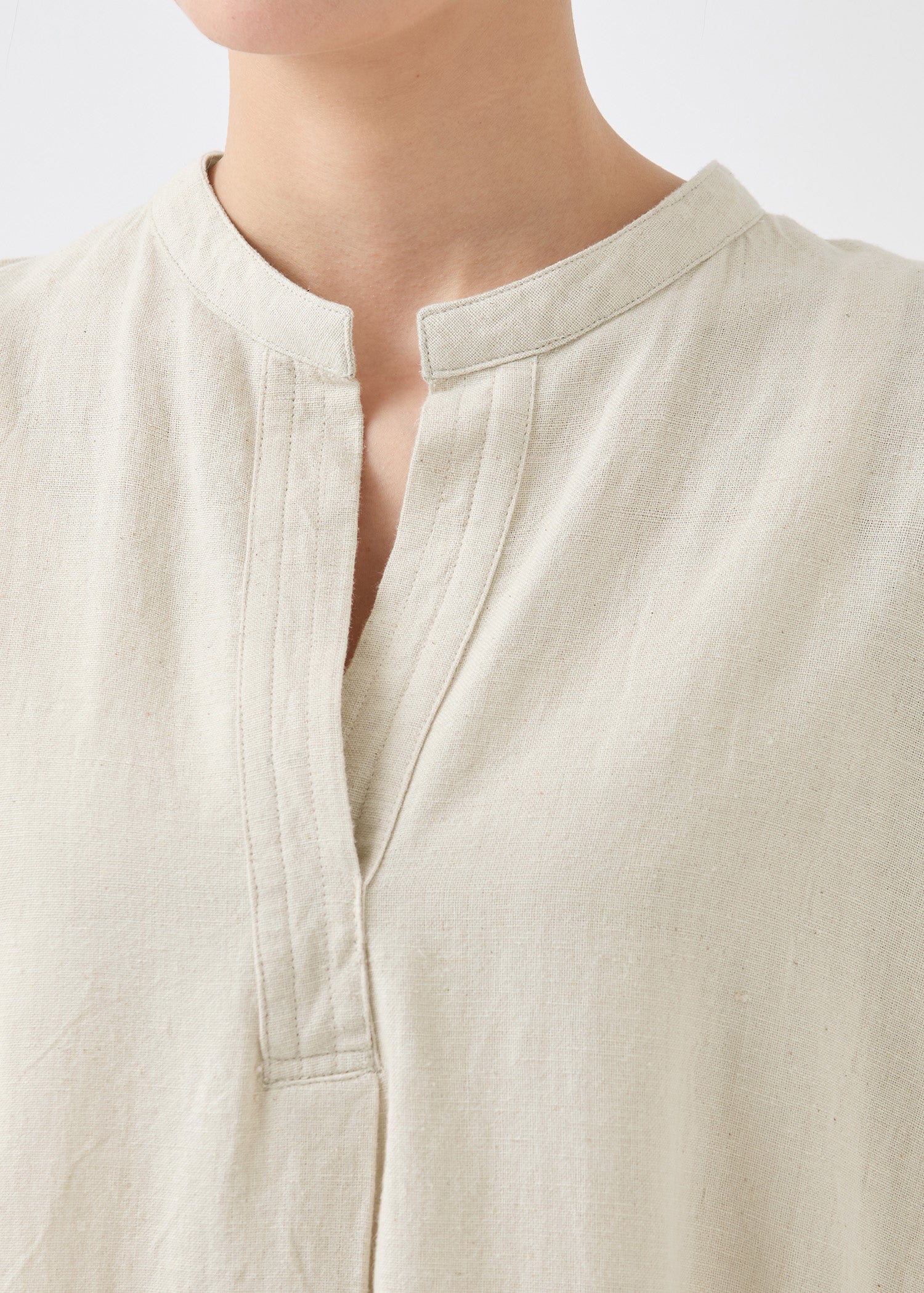 手織りコットンヘンプスキッパーワンピース