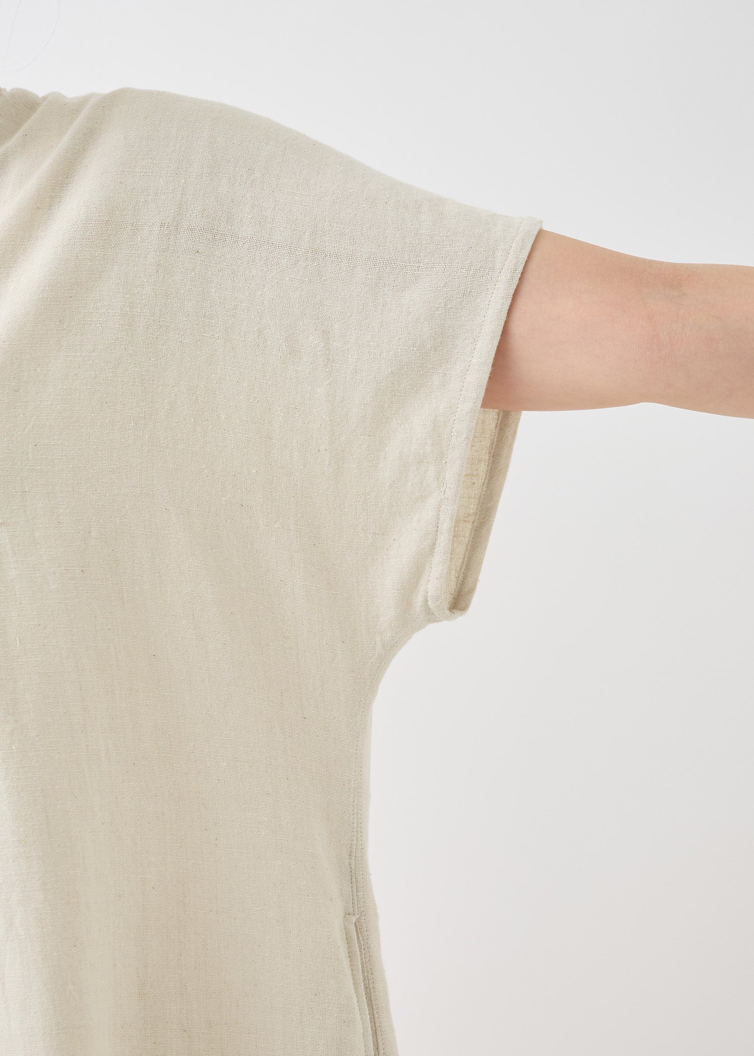 手織りコットンヘンプスキッパーワンピース