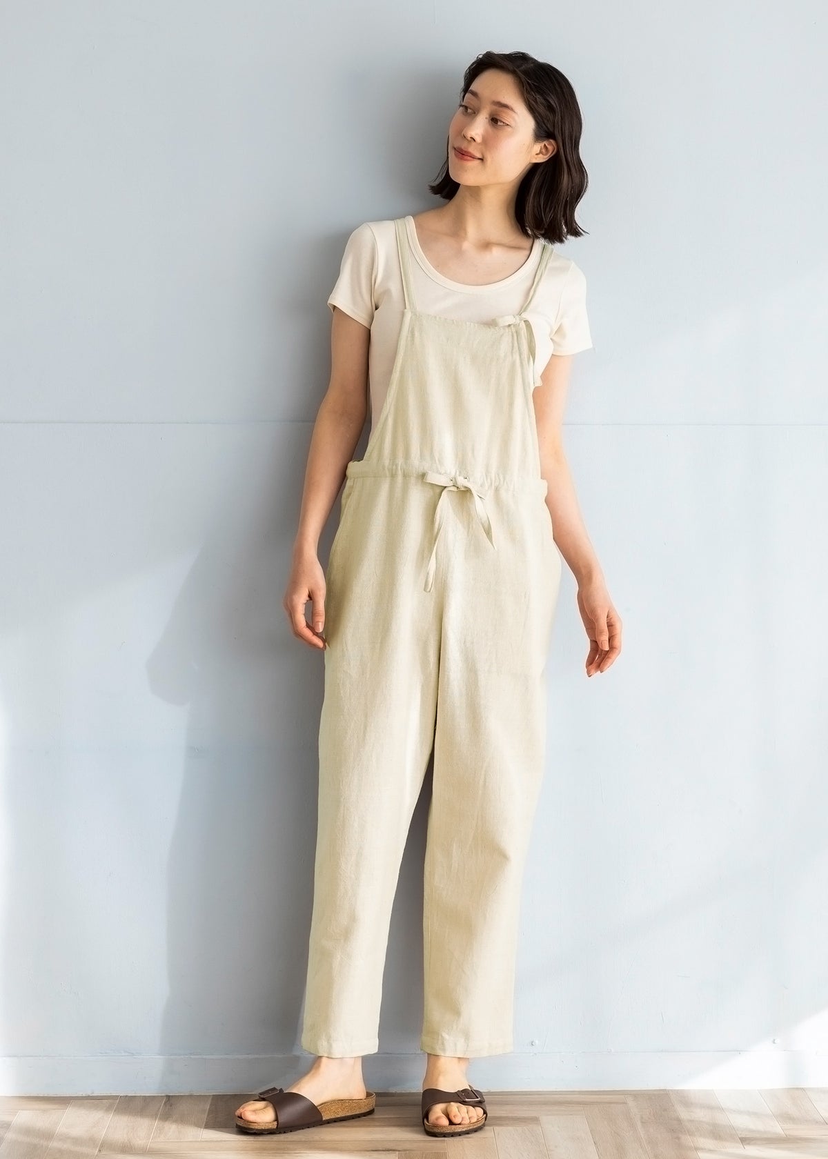 通年アイテム❣Frene ハイウエストサロペット サロペ サロペット 