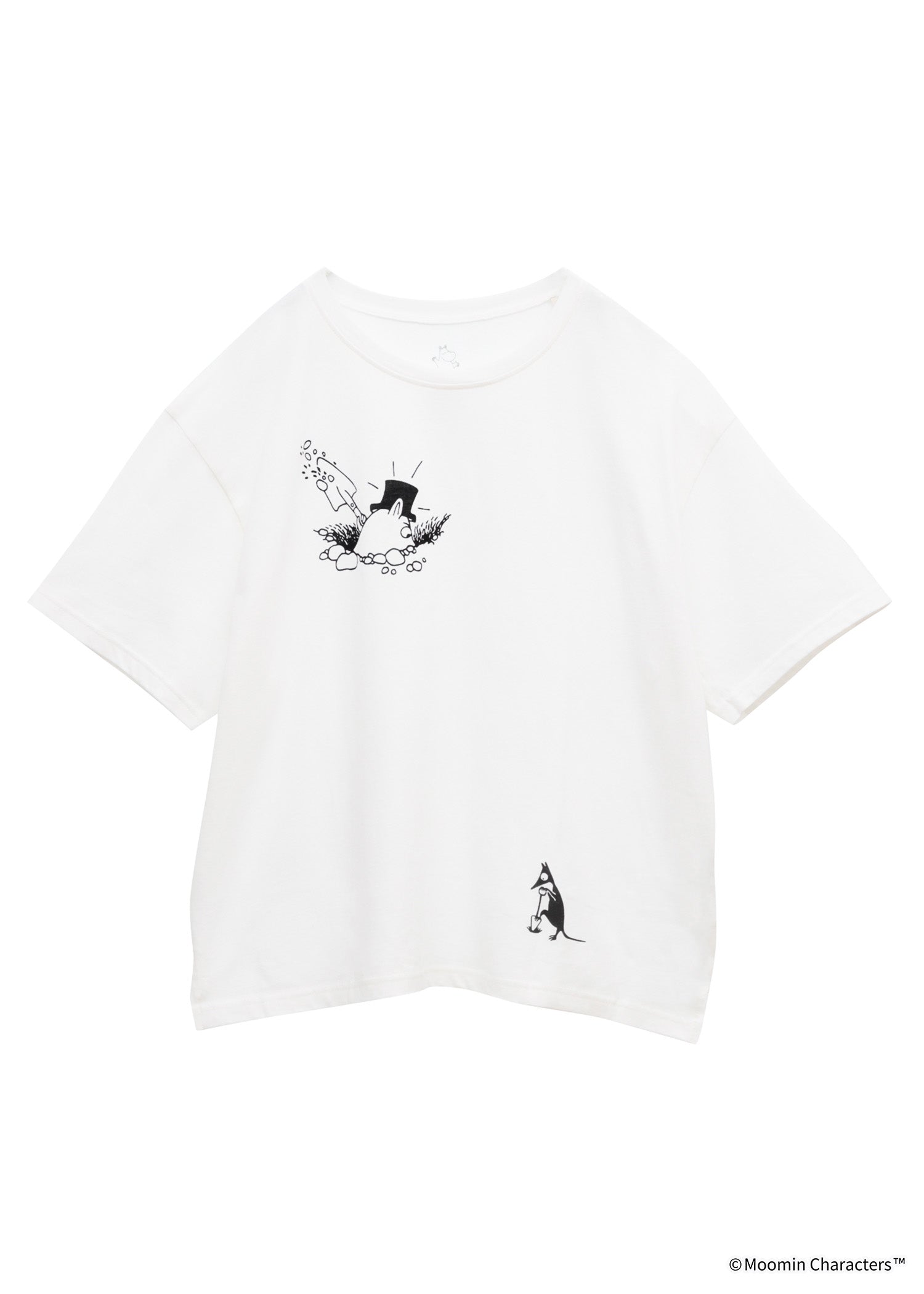 ムーミン オーガニックコットンスリットTシャツ・落とし穴を掘るムーミンパパ