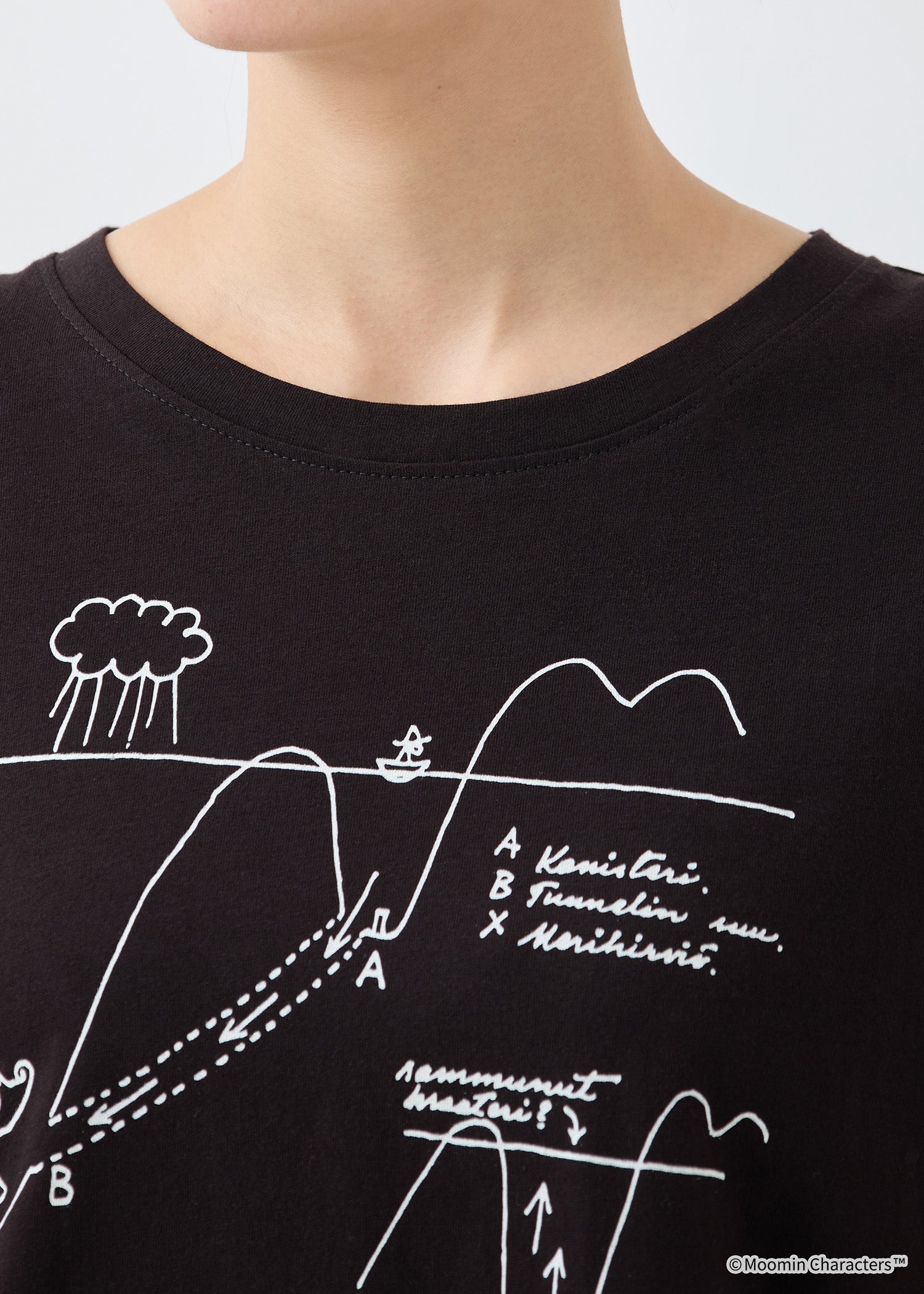 ムーミン オーガニックコットンスリットTシャツ・ムーミンパパ海へ行く