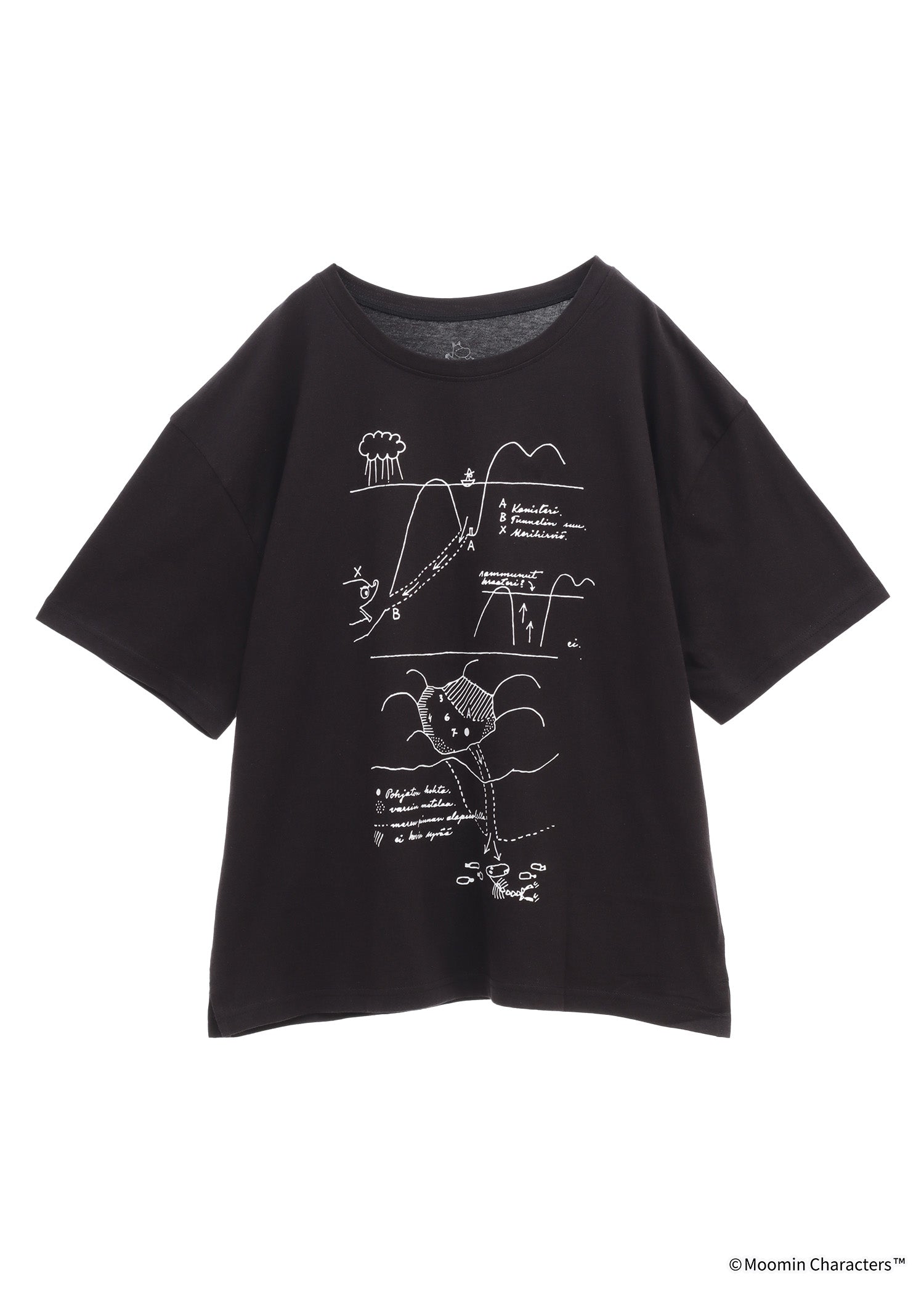 ムーミン オーガニックコットンスリットTシャツ・ムーミンパパ海へ行く