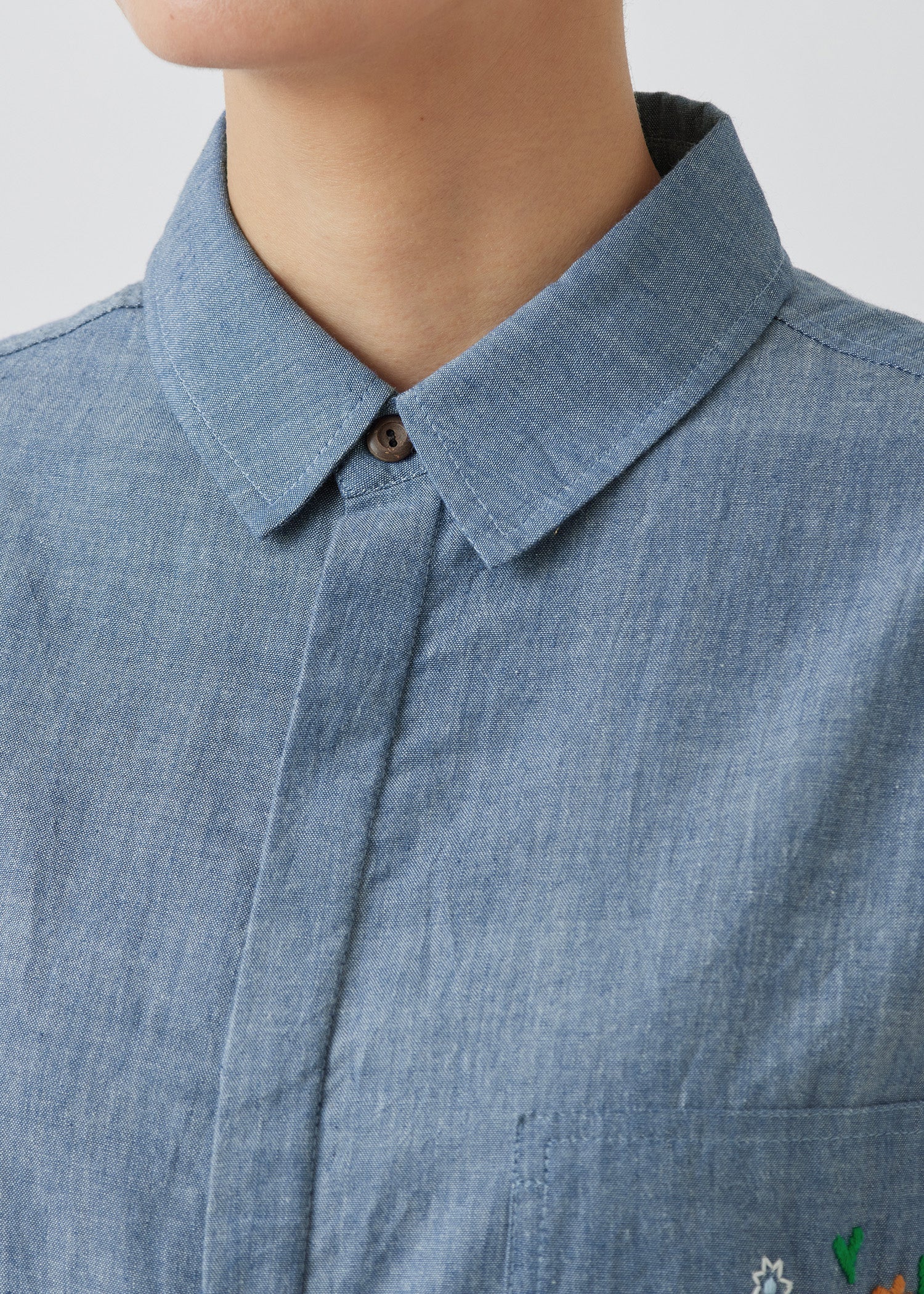 オーガニックコットンフラワー手刺繍ワイドブラウス