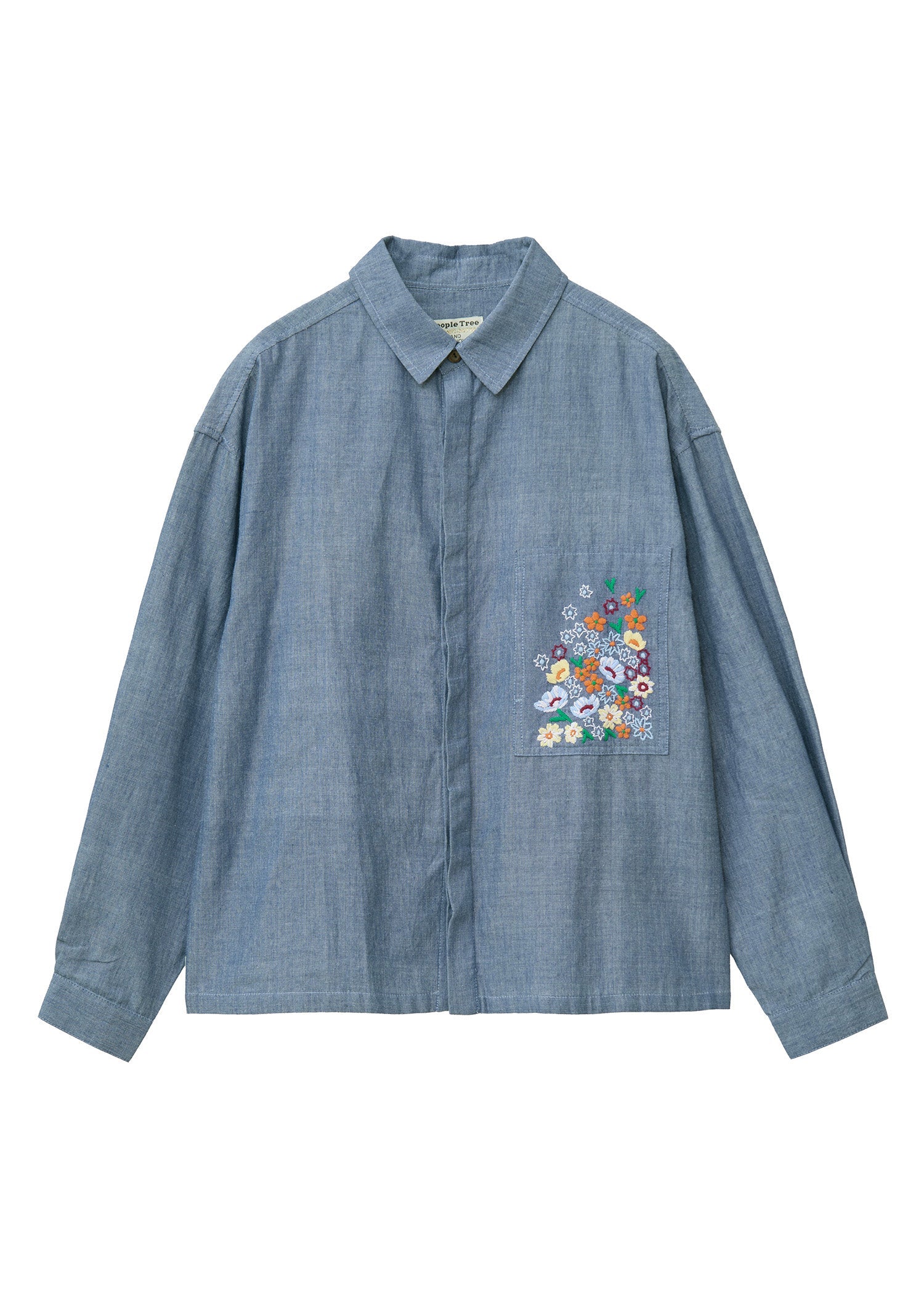 オーガニックコットンフラワー手刺繍ワイドブラウス