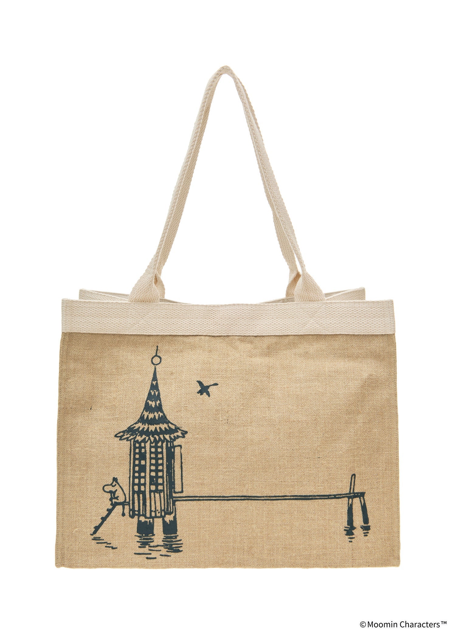 ムーミン ジュートプリントビッグトート・船着き場でもの思いにふける