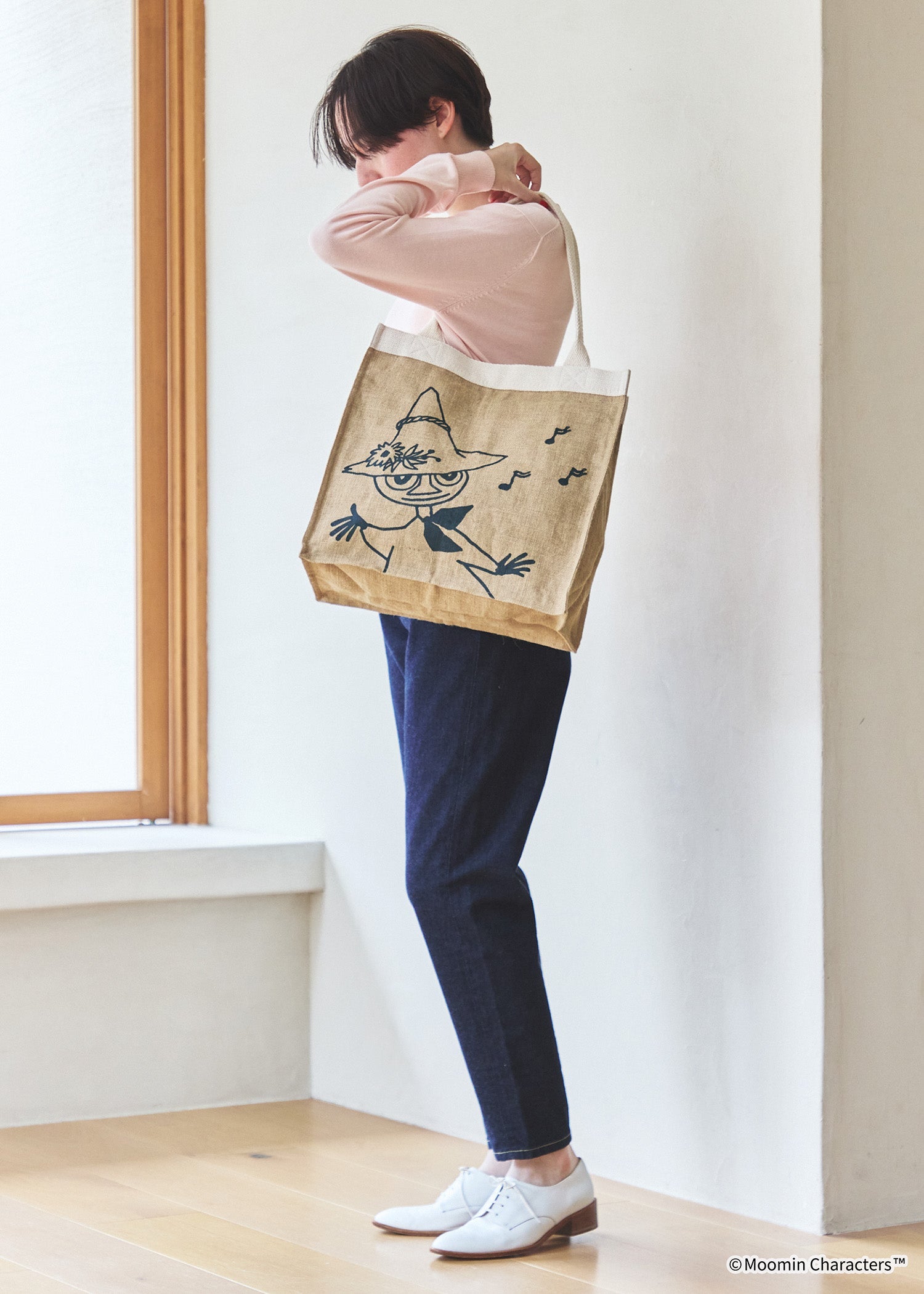 ムーミン ジュートプリントトートバッグ・のりのりスナフキン