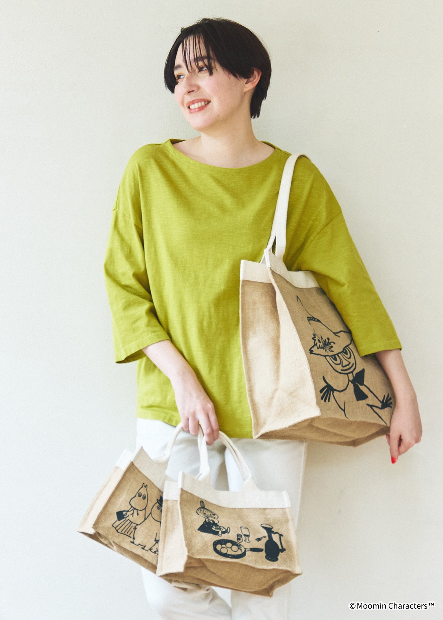 ムーミン ジュートプリントトートバッグ・のりのりスナフキン