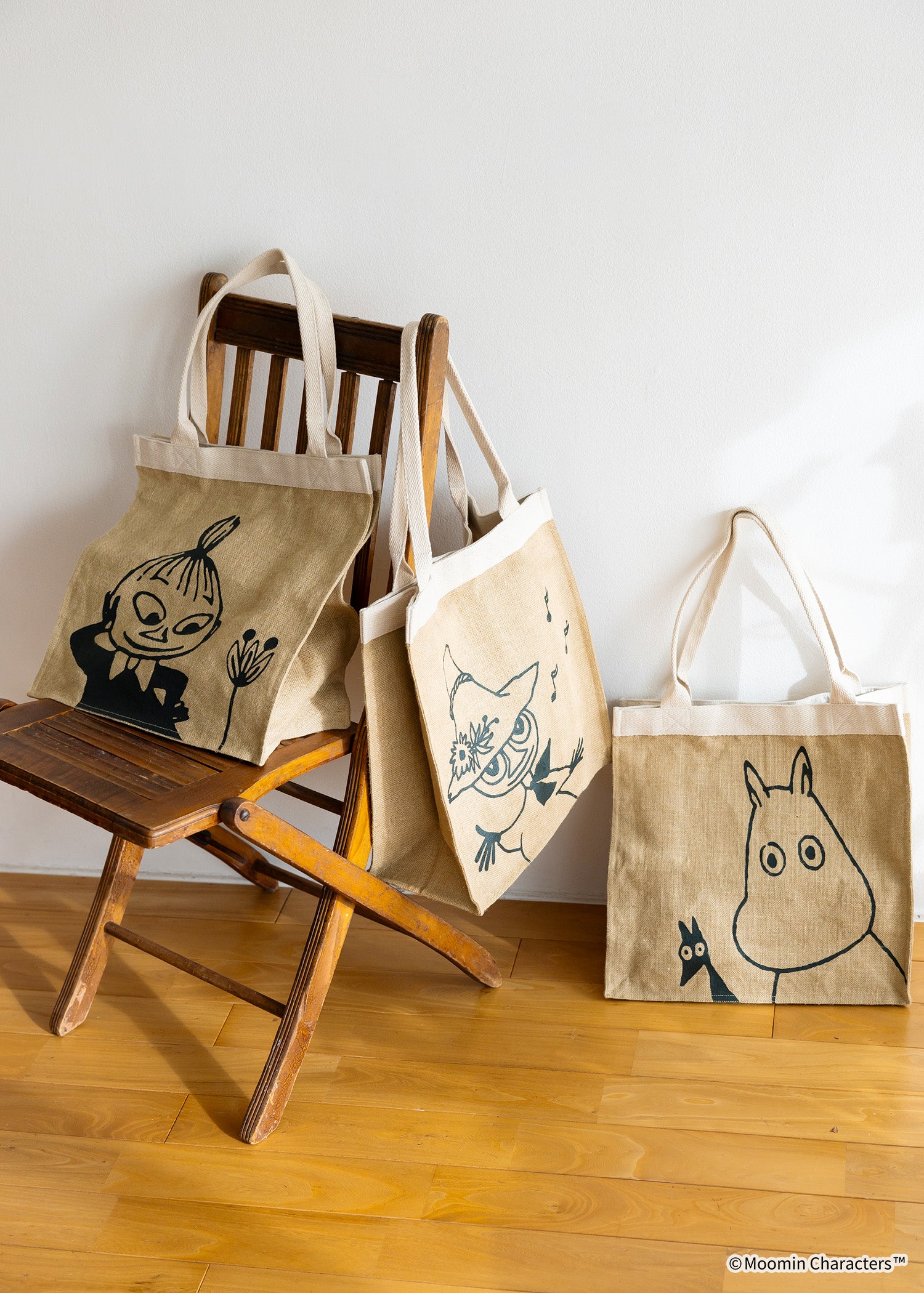 ムーミン ジュートプリントスクエアトートバッグ ムーミントロールとベストフレンド