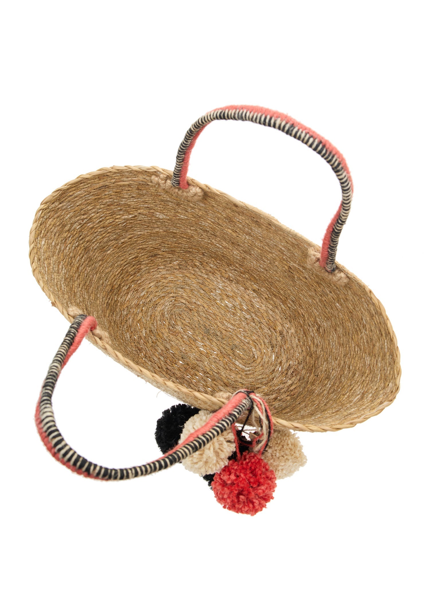 ホグラのポンポンつきかごバッグ(小)