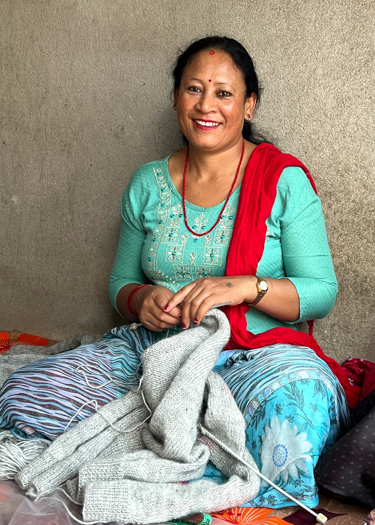 手編みフラワーモチーフ手刺繍カーディガン