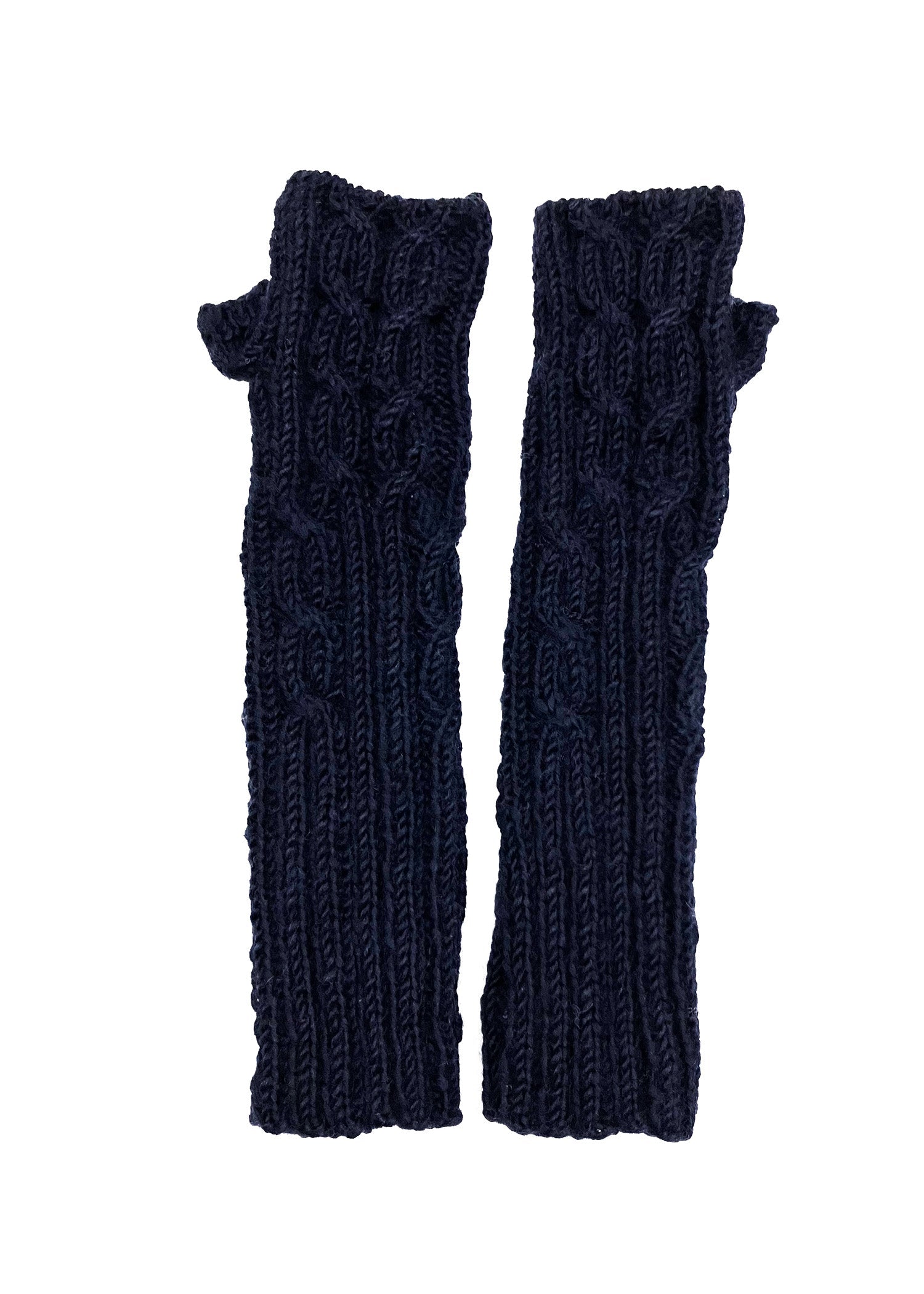 手編みケーブル柄ロングアームウォーマー