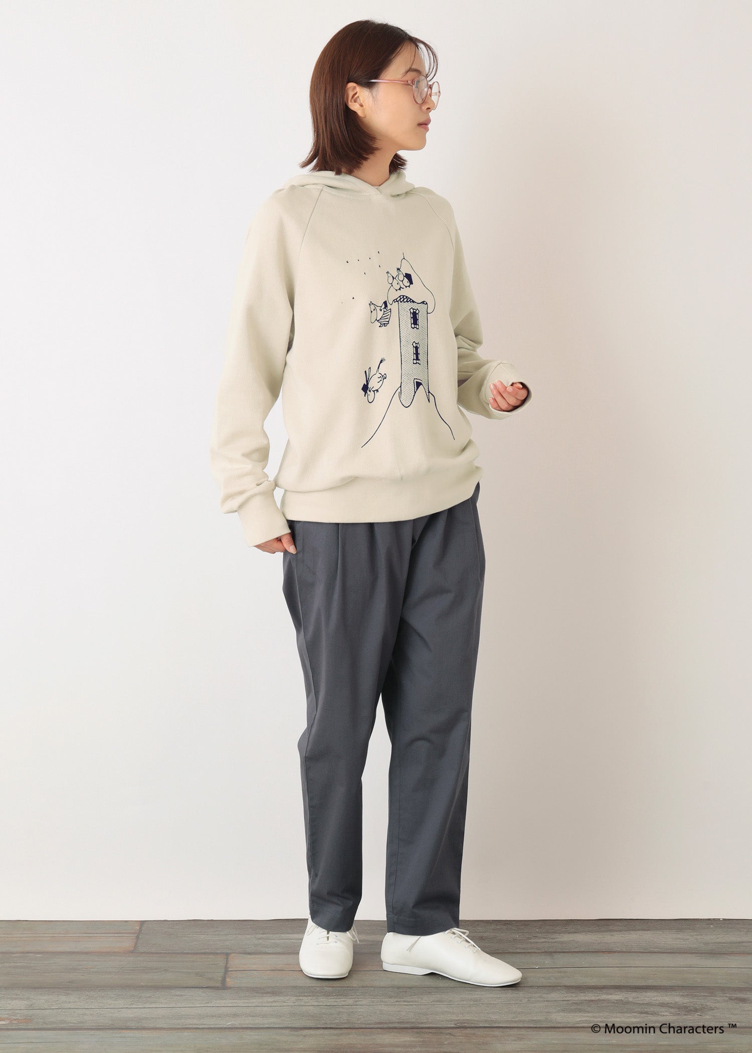 オーガニックコットンツイル タックテーパードパンツ