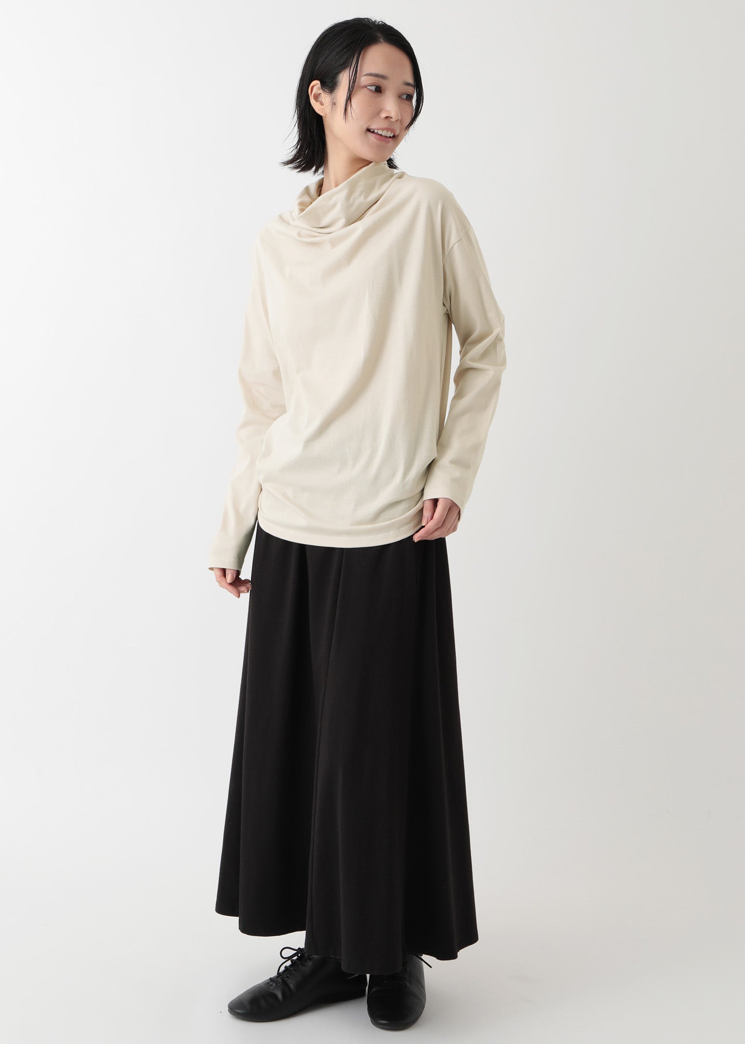 オーガニックコットン天竺 ドレープネックトップ