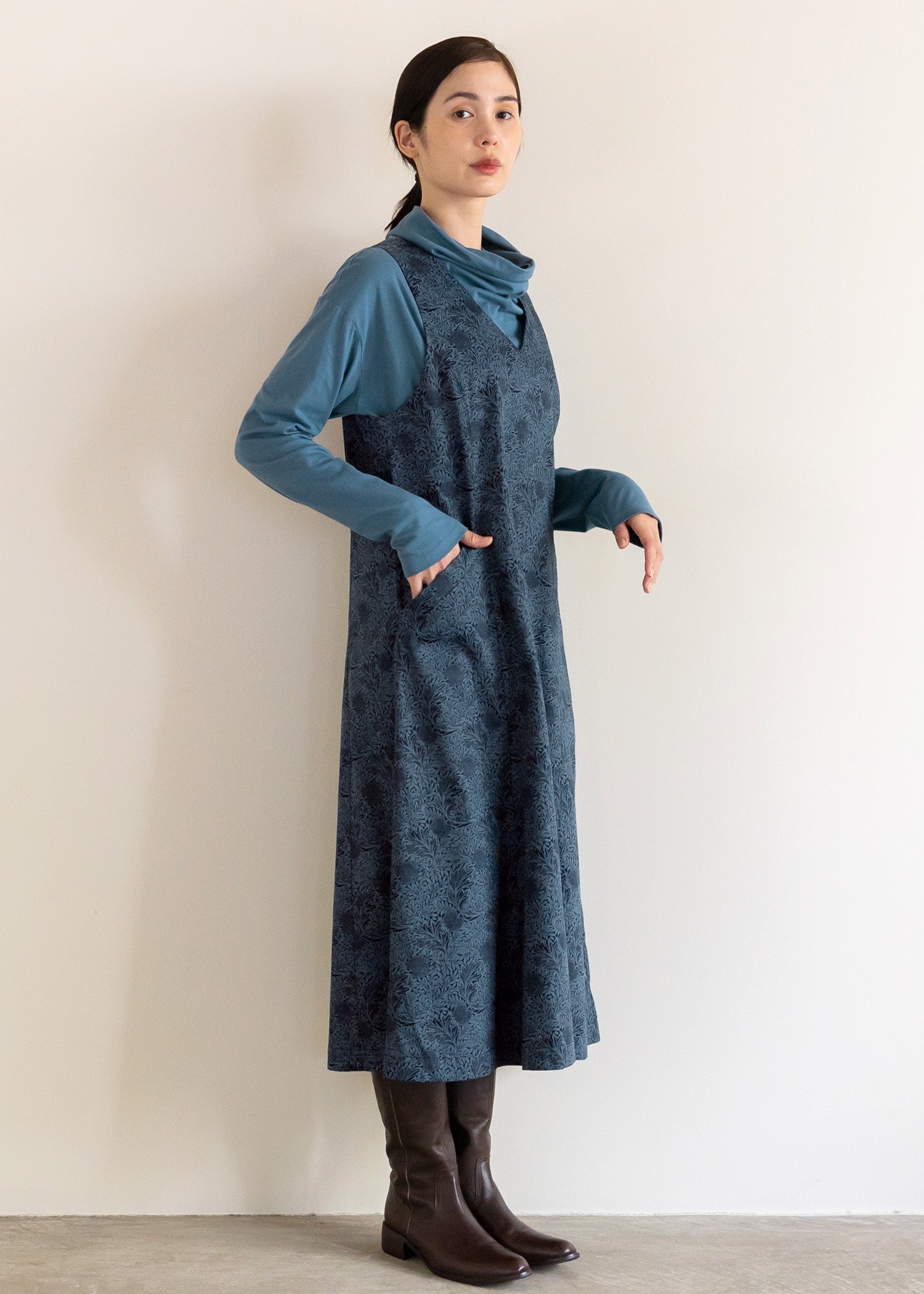 オーガニックコットン天竺 ドレープネックトップ