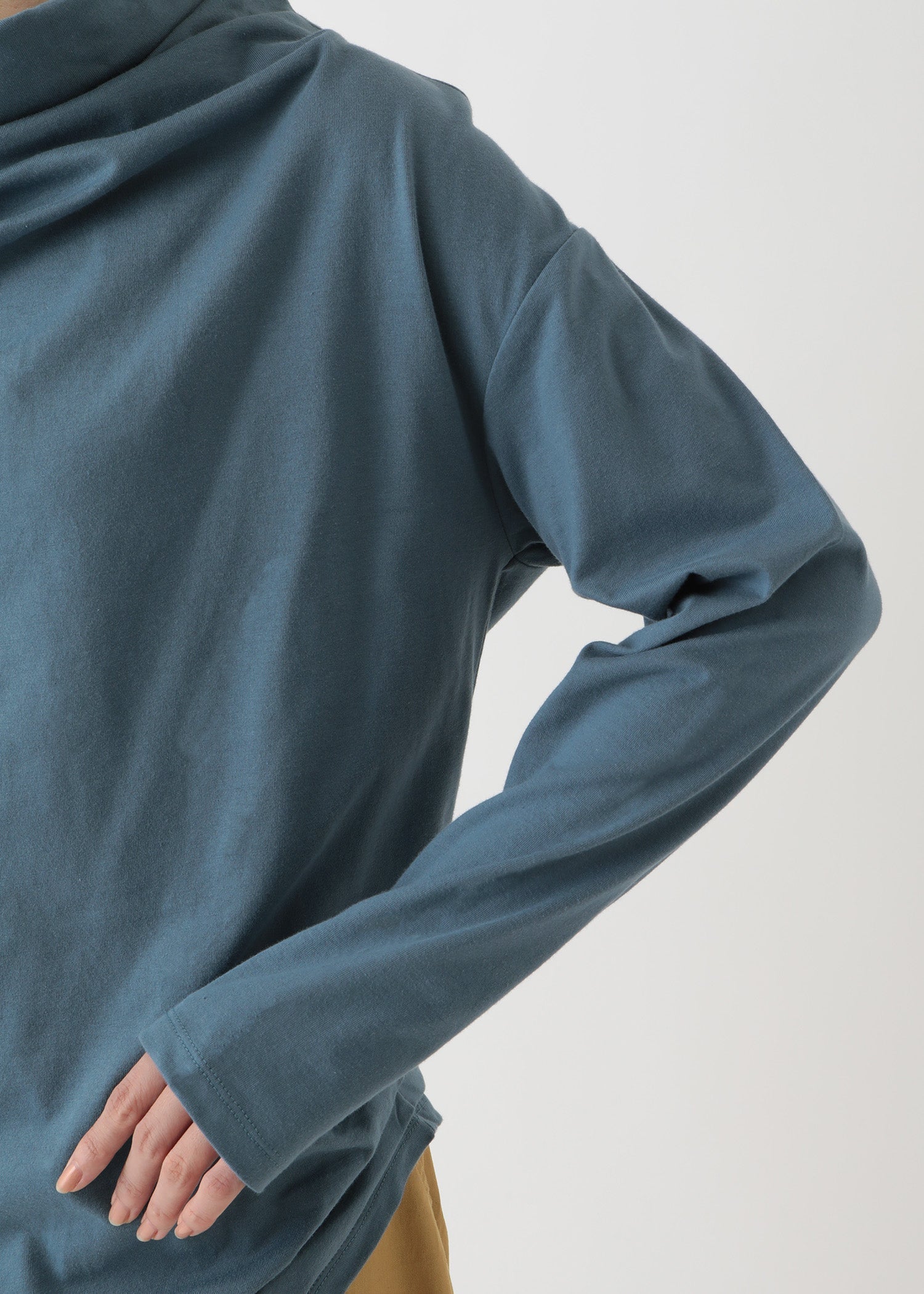 オーガニックコットン天竺 ドレープネックトップ