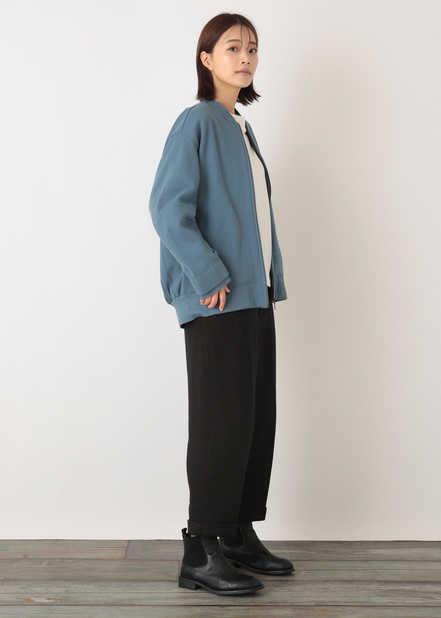 手織りオーガニックコットンドビー クロップドパンツ