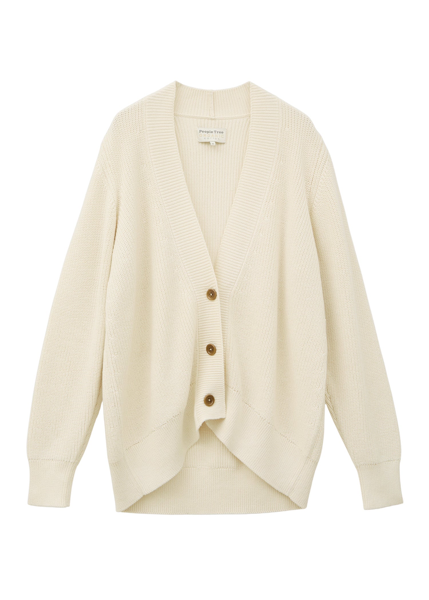 オーガニックコットンニット 片あぜコクーンカーディガン