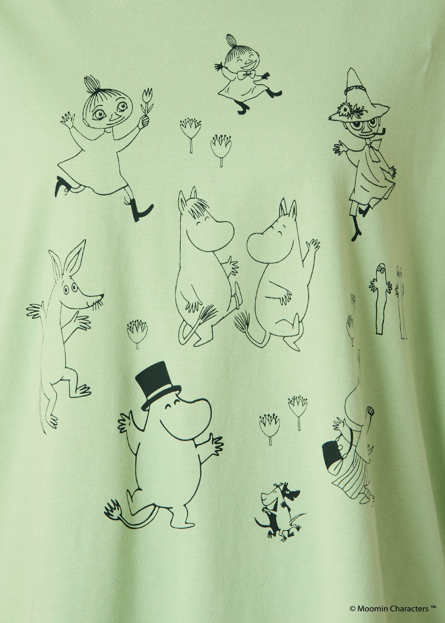 ムーミン オーガニックコットンスリットTシャツ・ムーミン谷の仲間たちとお祝い