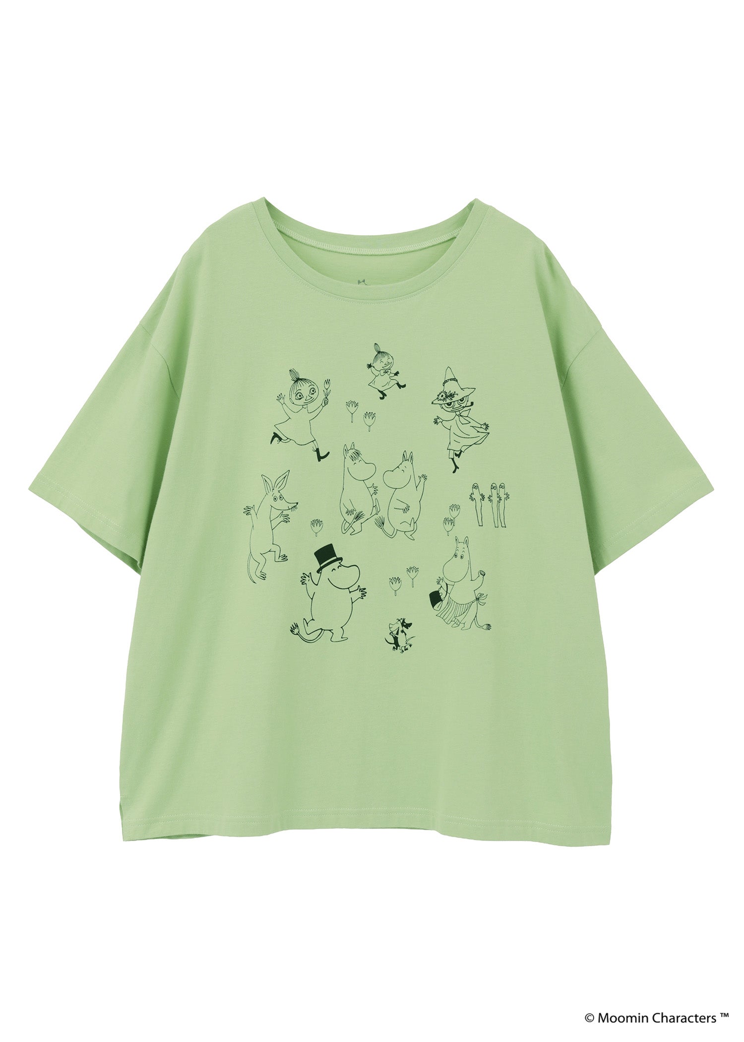 ムーミン オーガニックコットンスリットTシャツ・ムーミン谷の仲間たちとお祝い