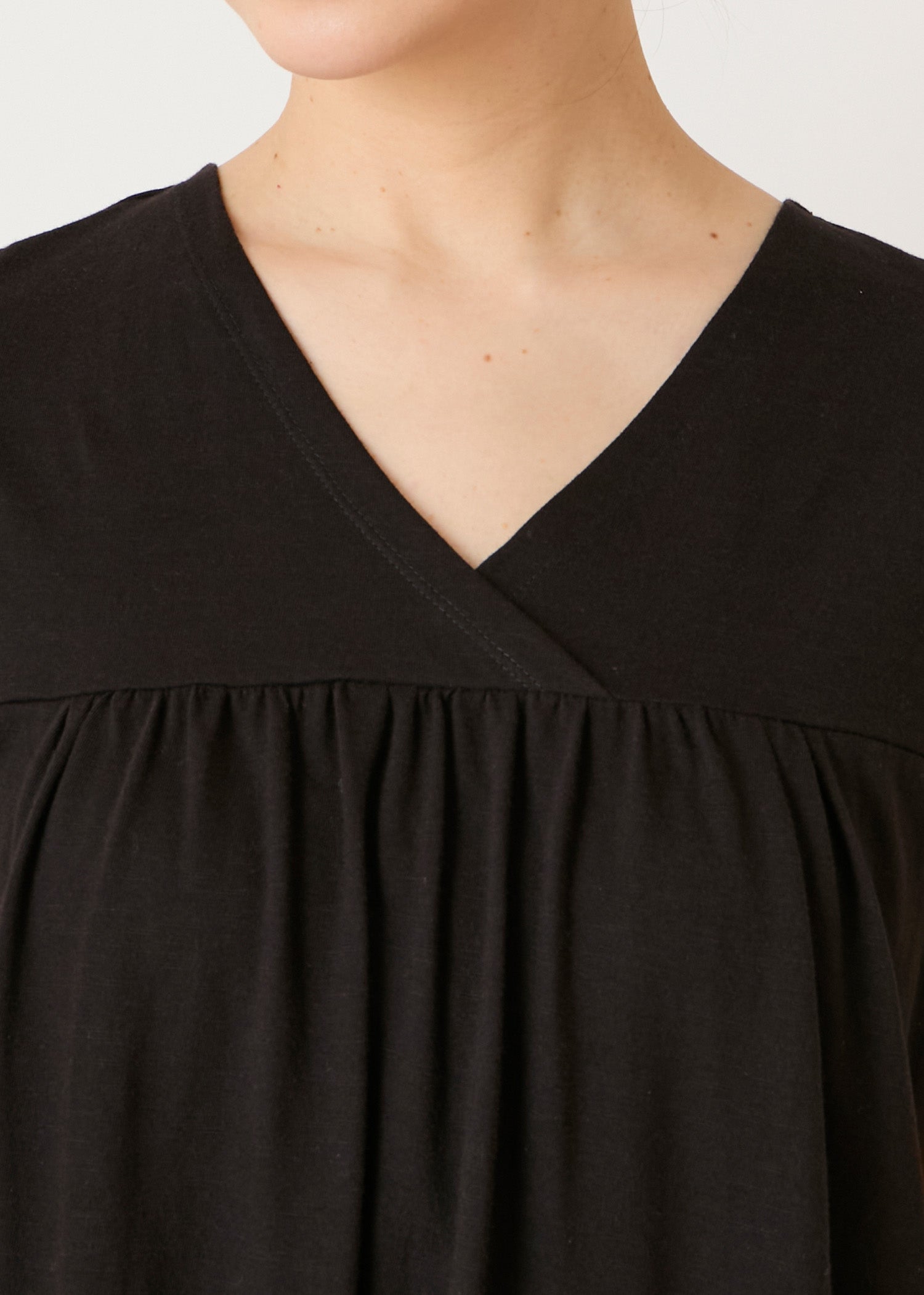 オーガニックコットン スラブ天竺 Vネックワンピース