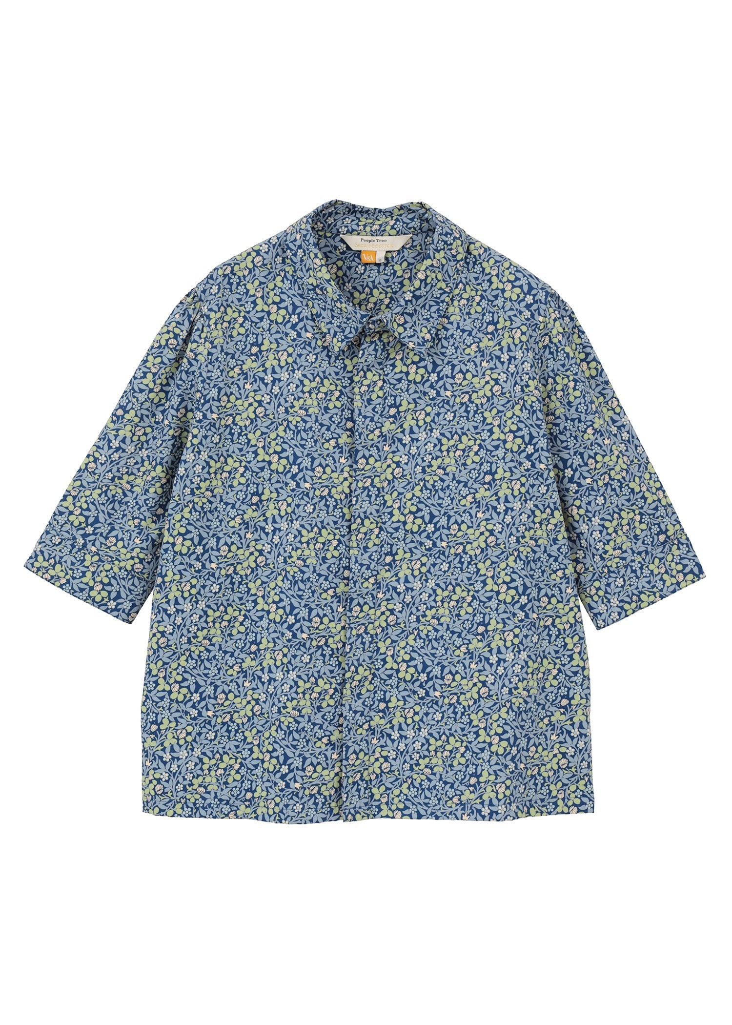 V&A オーガニックコットンサテン シャツ クローバー柄