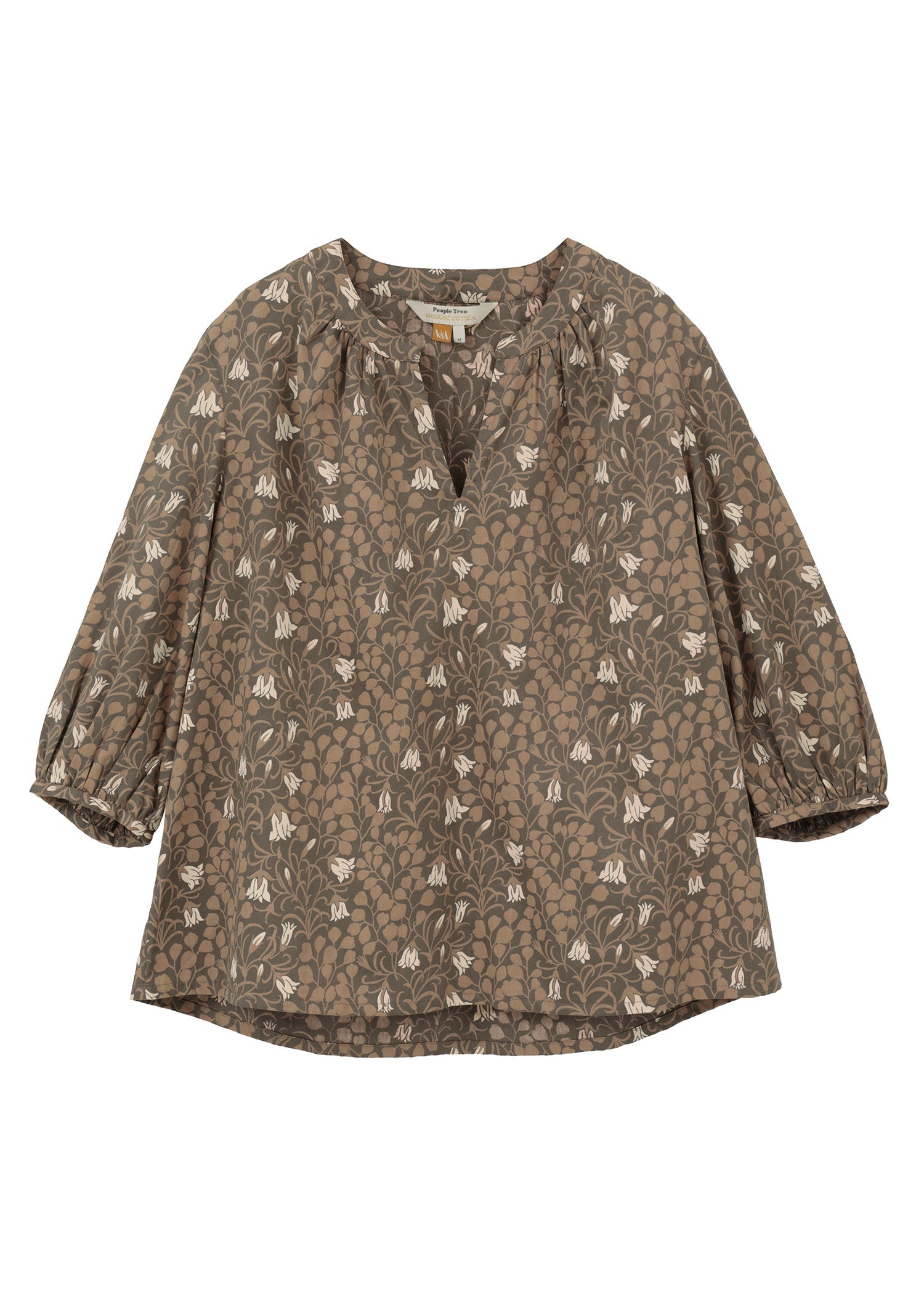 V&A オーガニックコットンサテン ブラウス メイデンヘア&ヘアベル柄