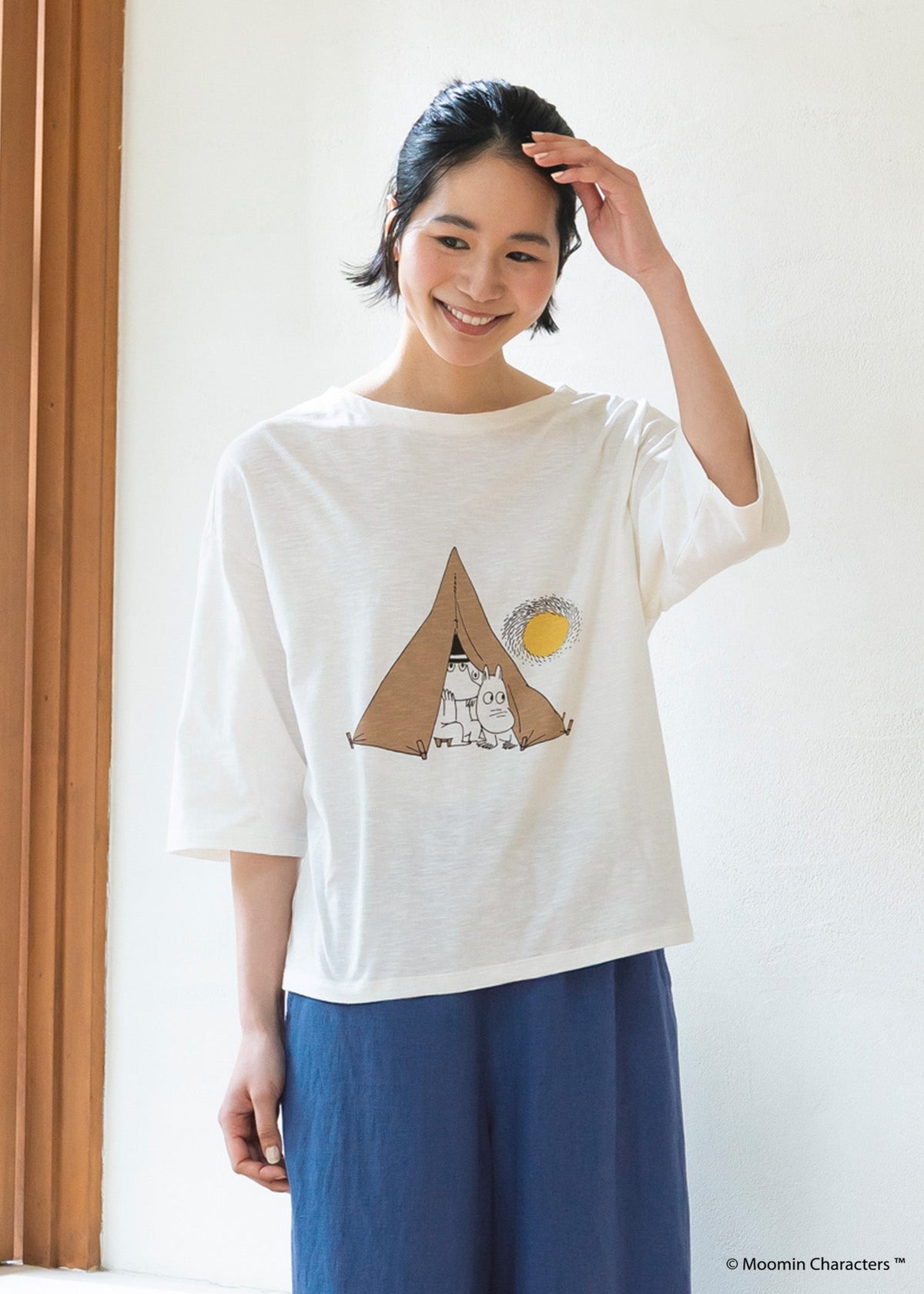 ムーミン オーガニックコットン ビッグTシャツ・テントの中のムーミン一家