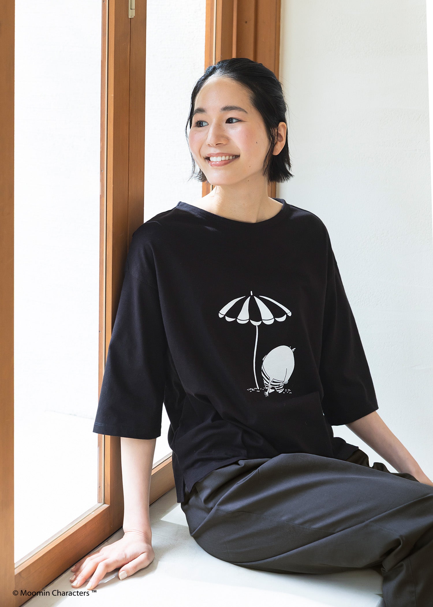 ムーミン様お取り置きです。antiqua♛ 変形ブロッキングシャツ綿100% MOOMIN SHOP