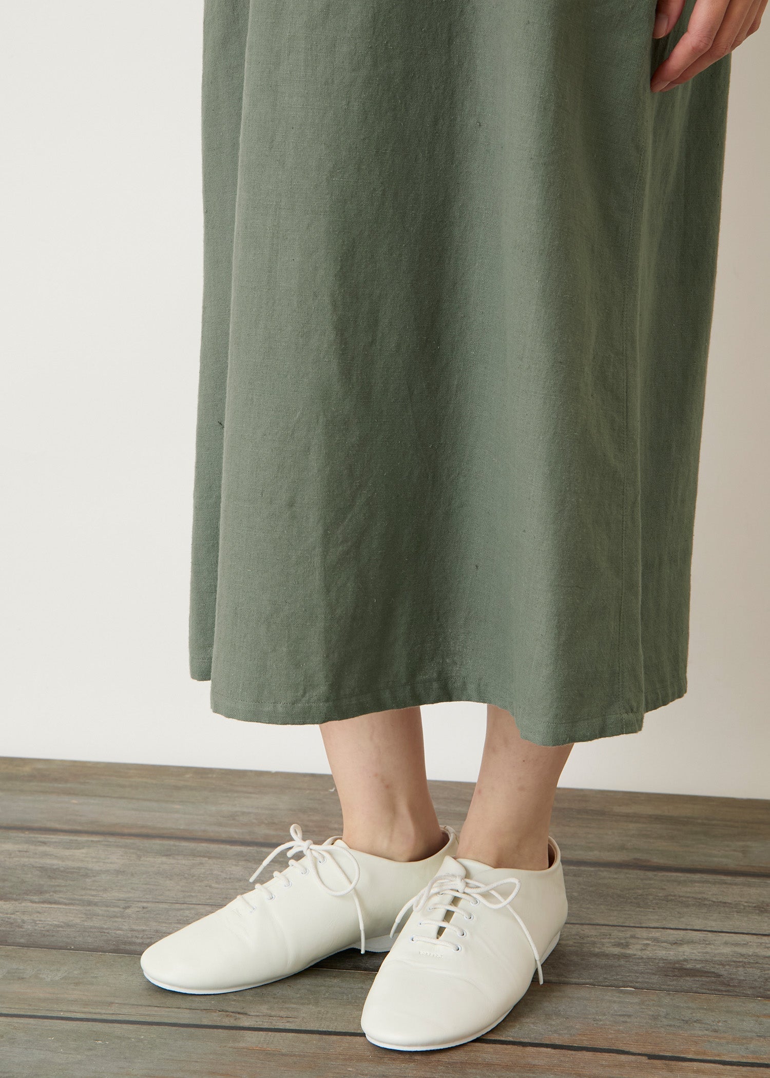 手織りコットンヘンプ パフスリーブワンピース