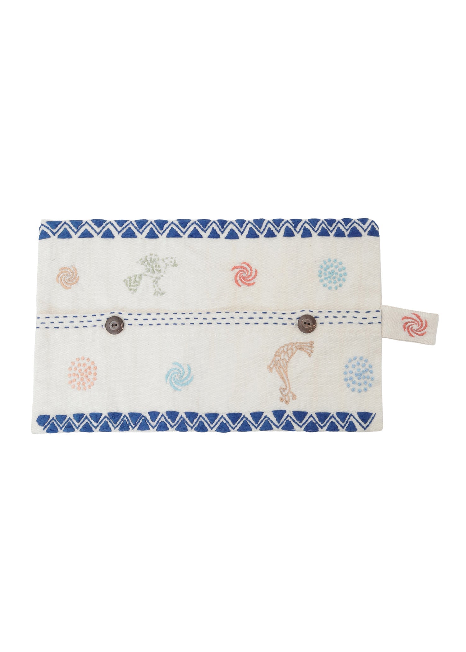 手織りオーガニックコットン手刺繍ティッシュケース