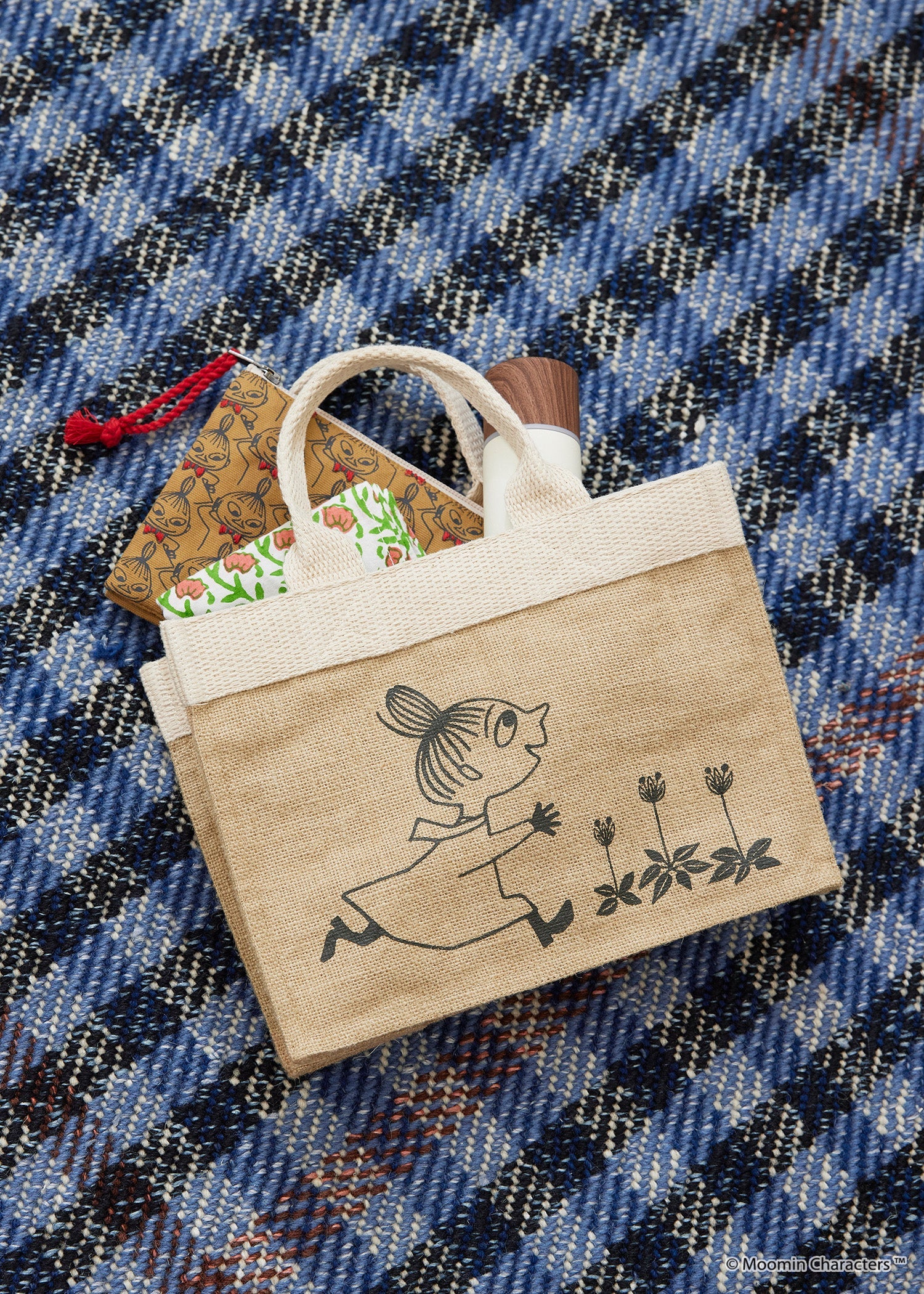 ムーミン ジュートプリントミニバッグ・お花畑を駆けるリトルミイ