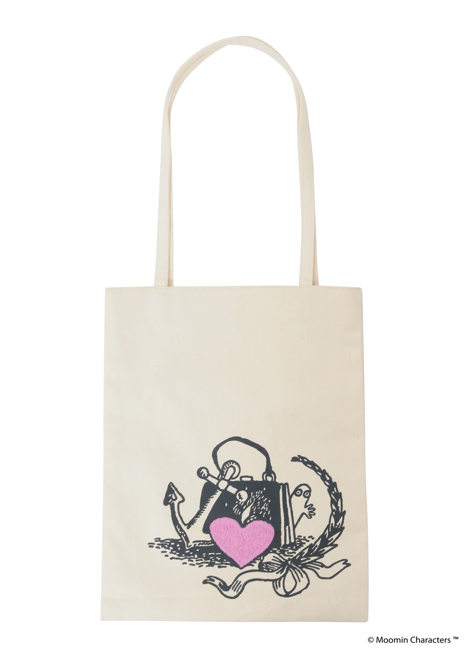 ムーミン プリント&手刺繍トートバッグ・ハートとニョロニョロ