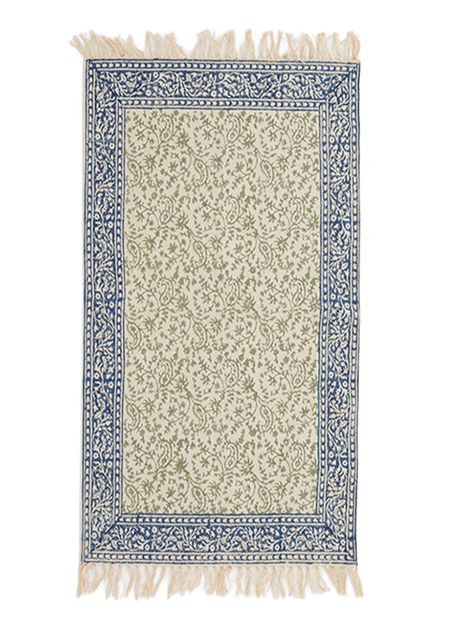 手織りブロックプリント ラグ(大)