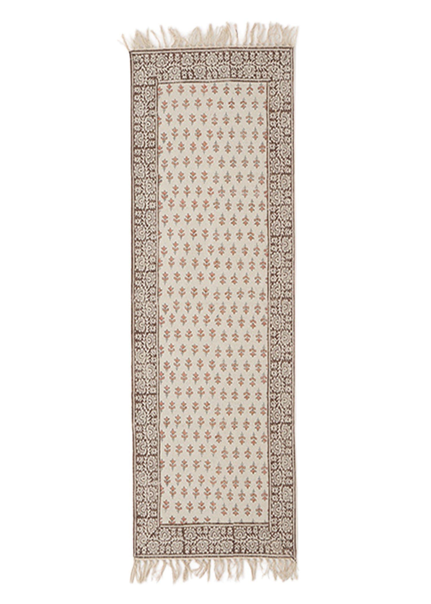 手織りブロックプリント ラグ(中)