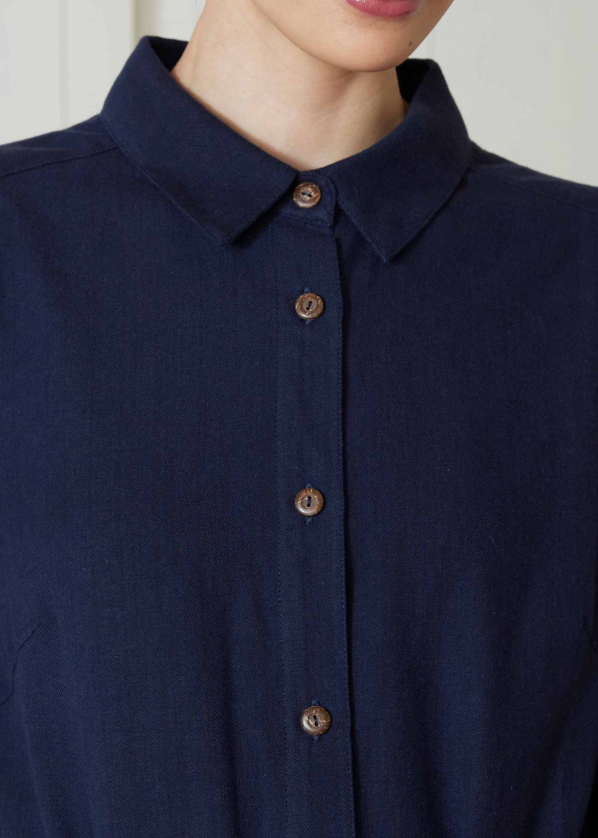 手織りオーガニックコットン シャツワンピース