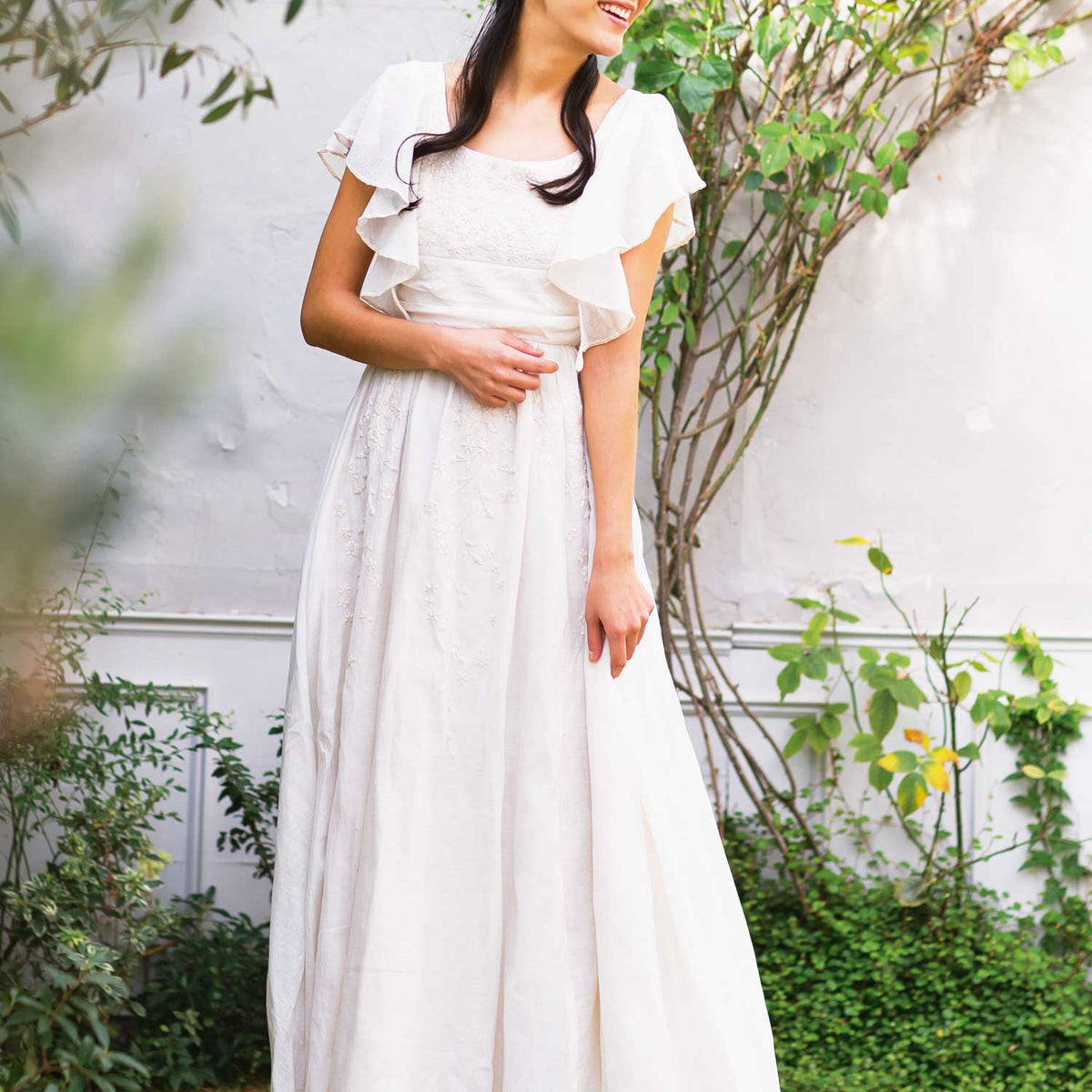 アンピールライン・コットンシルクウエディングドレス 