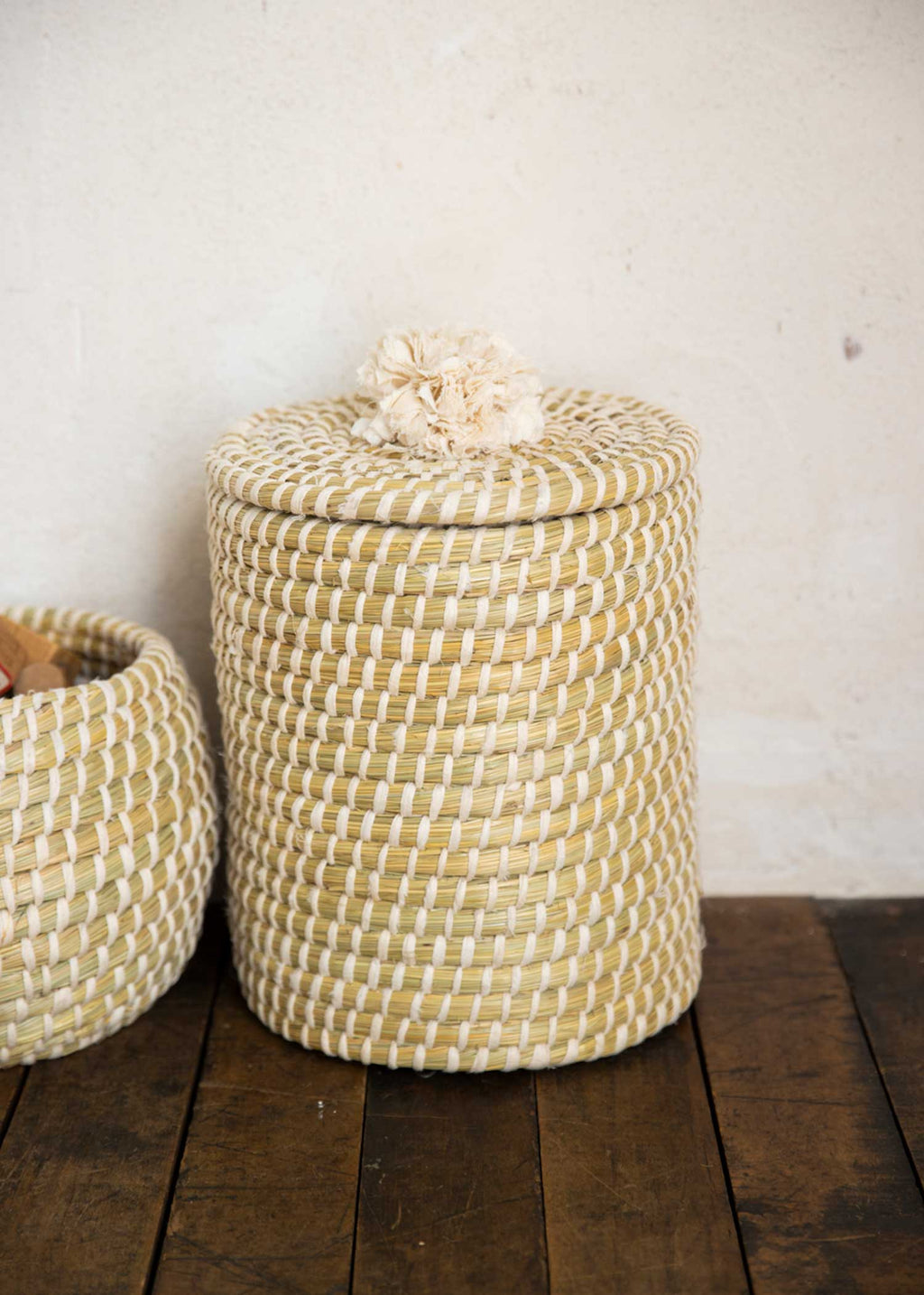 カイザ草のふたつきナチュラルバスケット 