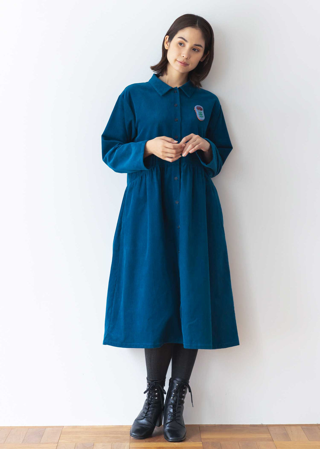 naptime コーデュロイシャツワンピース 